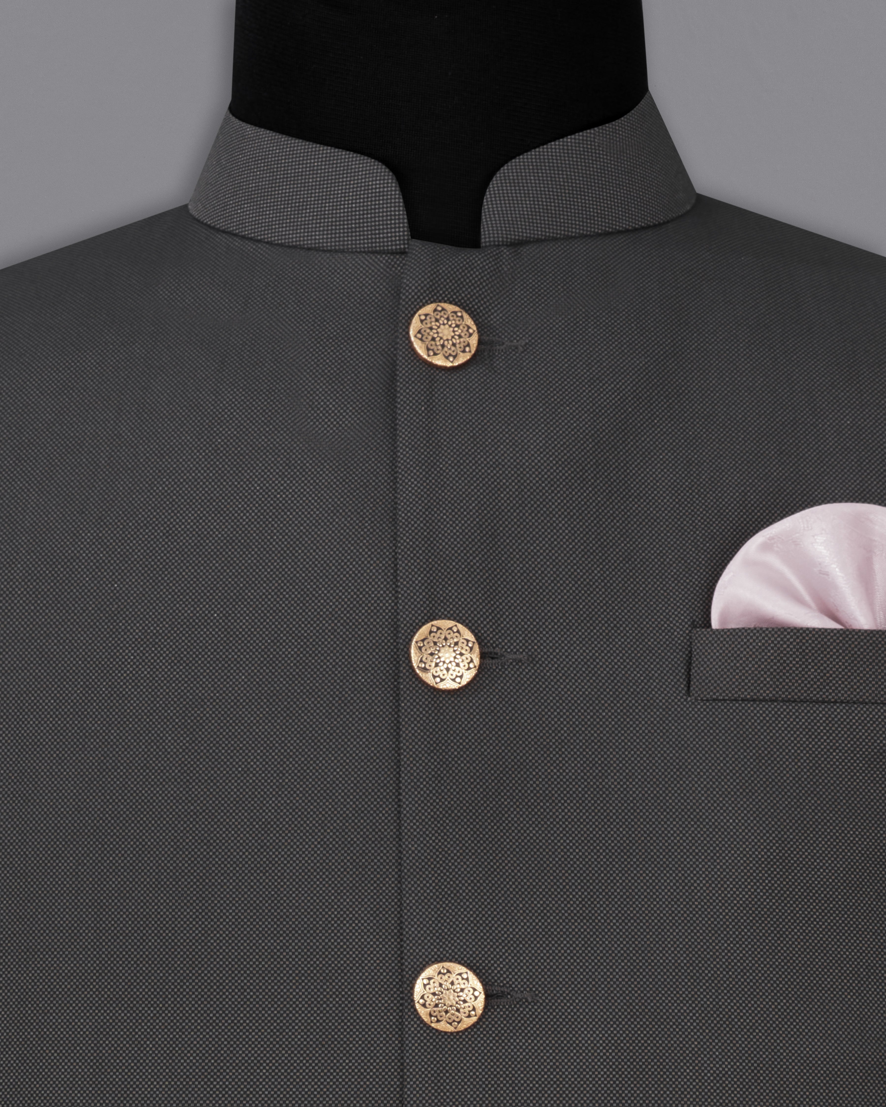 Fuscous Gray Cross Buttoned Bandhgala Suit ST2284-CBG-36, ST2284-CBG-38, ST2284-CBG-40, ST2284-CBG-42, ST2284-CBG-44, ST2284-CBG-46, ST2284-CBG-48, ST2284-CBG-50, ST2284-CBG-52, ST2284-CBG-54, ST2284-CBG-56, ST2284-CBG-58, ST2284-CBG-60