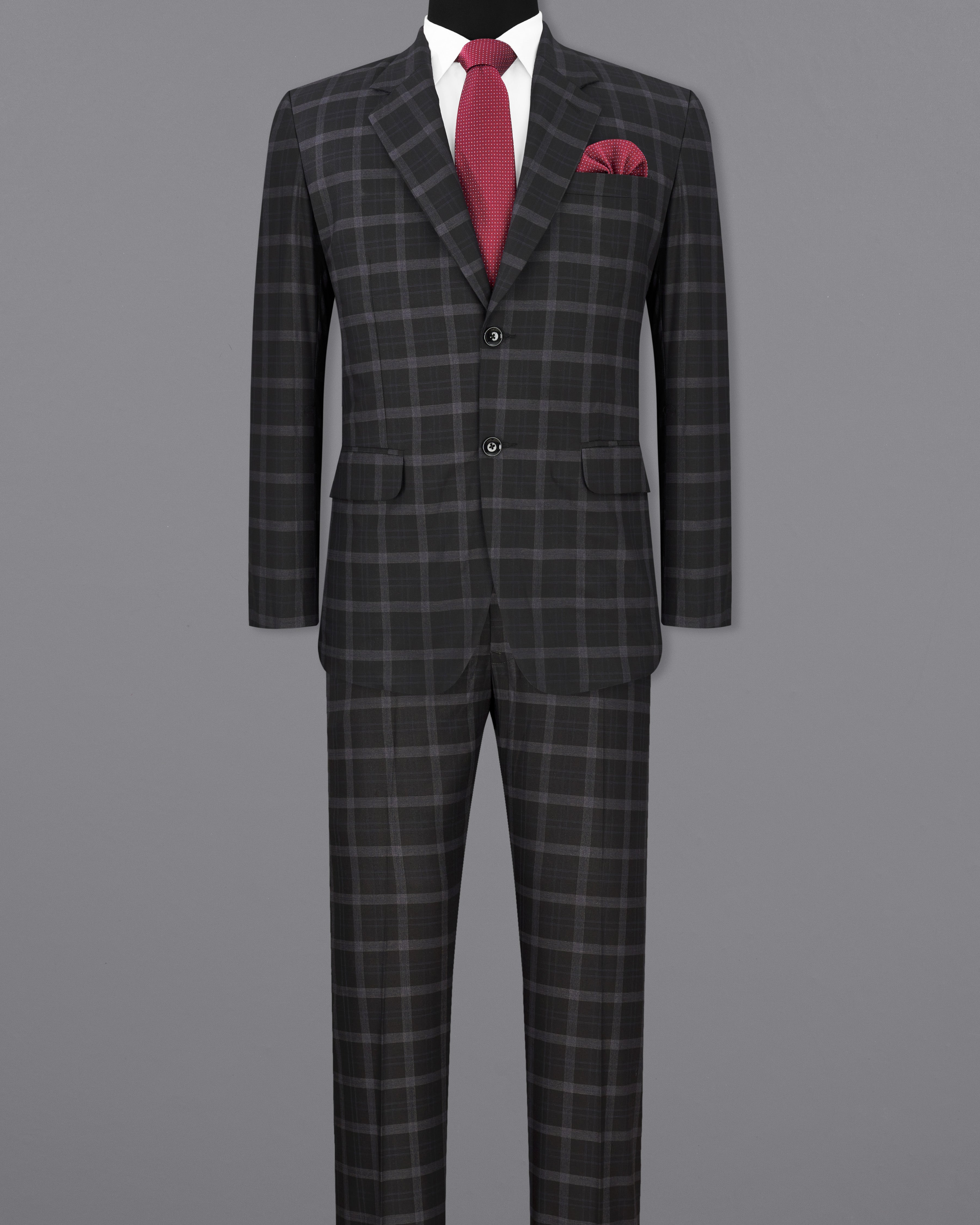 Bleached Cedar Black Plaid Single Breasted Suit ST2294-SB-36, ST2294-SB-38, ST2294-SB-40, ST2294-SB-42, ST2294-SB-44, ST2294-SB-46, ST2294-SB-48, ST2294-SB-50, ST2294-SB-52, ST2294-SB-54, ST2294-SB-56, ST2294-SB-58, ST2294-SB-60