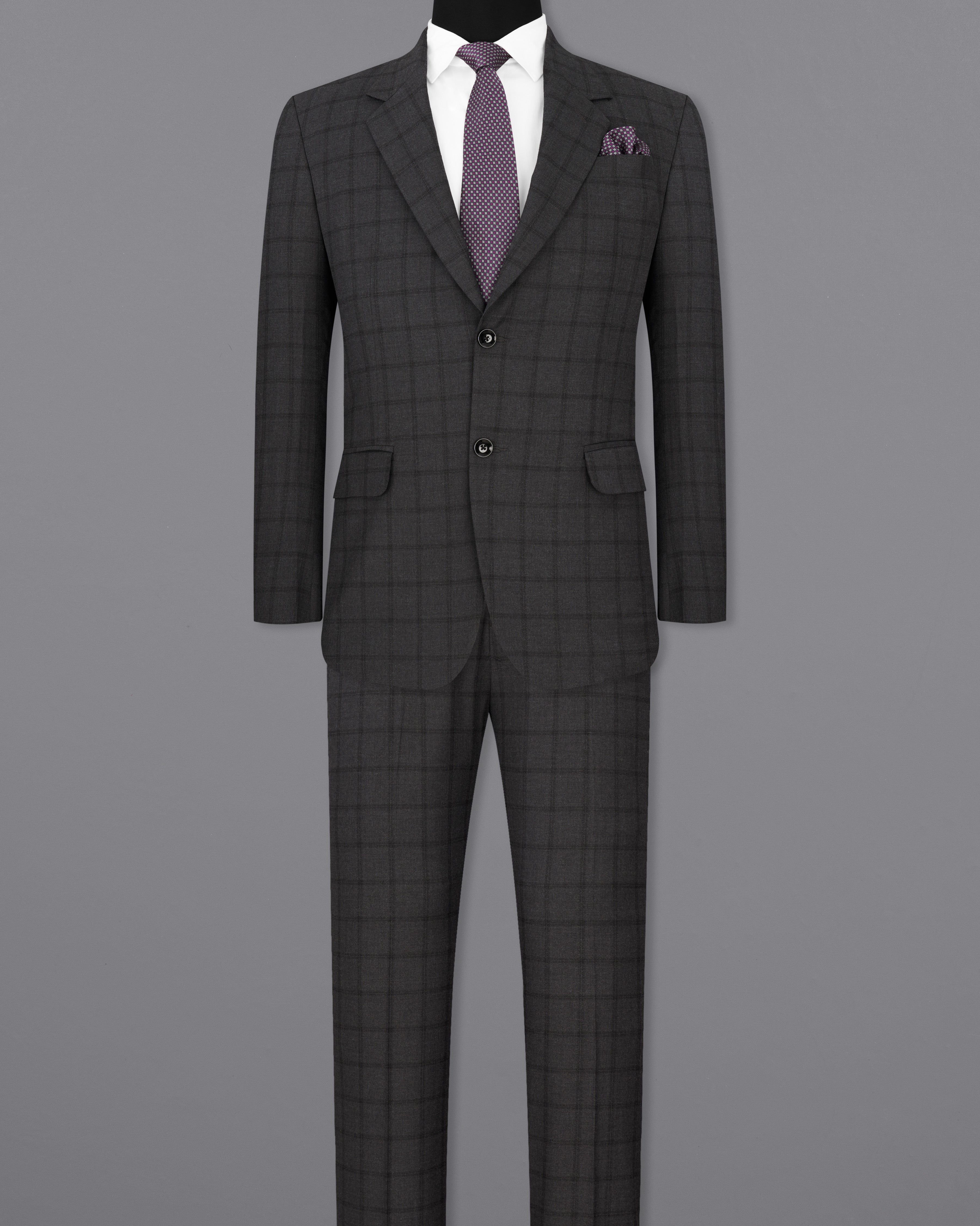 Baltic Black Windowpane Single Breasted Suit ST2311-SB-36, ST2311-SB-38, ST2311-SB-40, ST2311-SB-42, ST2311-SB-44, ST2311-SB-46, ST2311-SB-48, ST2311-SB-50, ST2311-SB-52, ST2311-SB-54, ST2311-SB-56, ST2311-SB-58, ST2311-SB-60