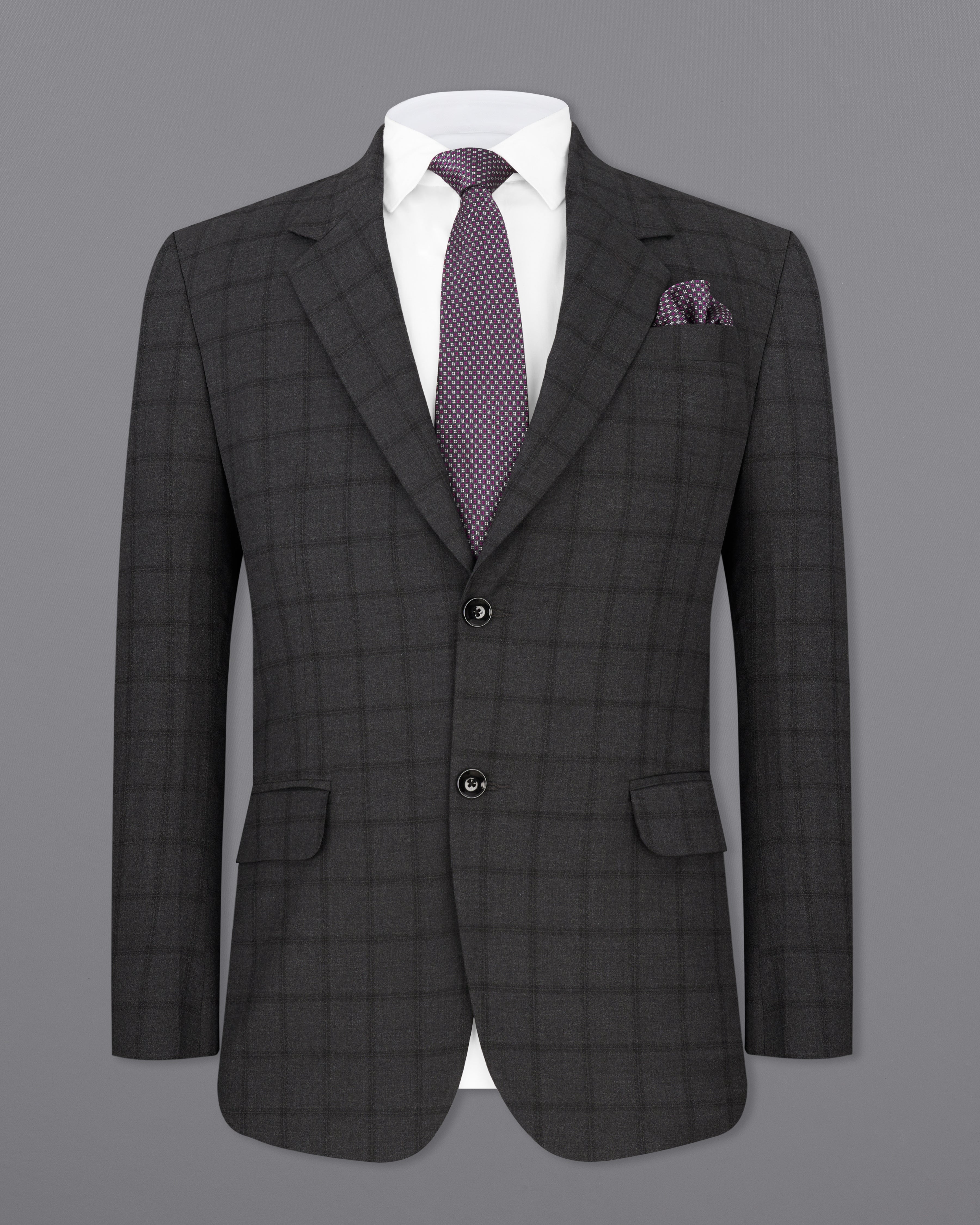 Baltic Black Windowpane Single Breasted Suit ST2311-SB-36, ST2311-SB-38, ST2311-SB-40, ST2311-SB-42, ST2311-SB-44, ST2311-SB-46, ST2311-SB-48, ST2311-SB-50, ST2311-SB-52, ST2311-SB-54, ST2311-SB-56, ST2311-SB-58, ST2311-SB-60