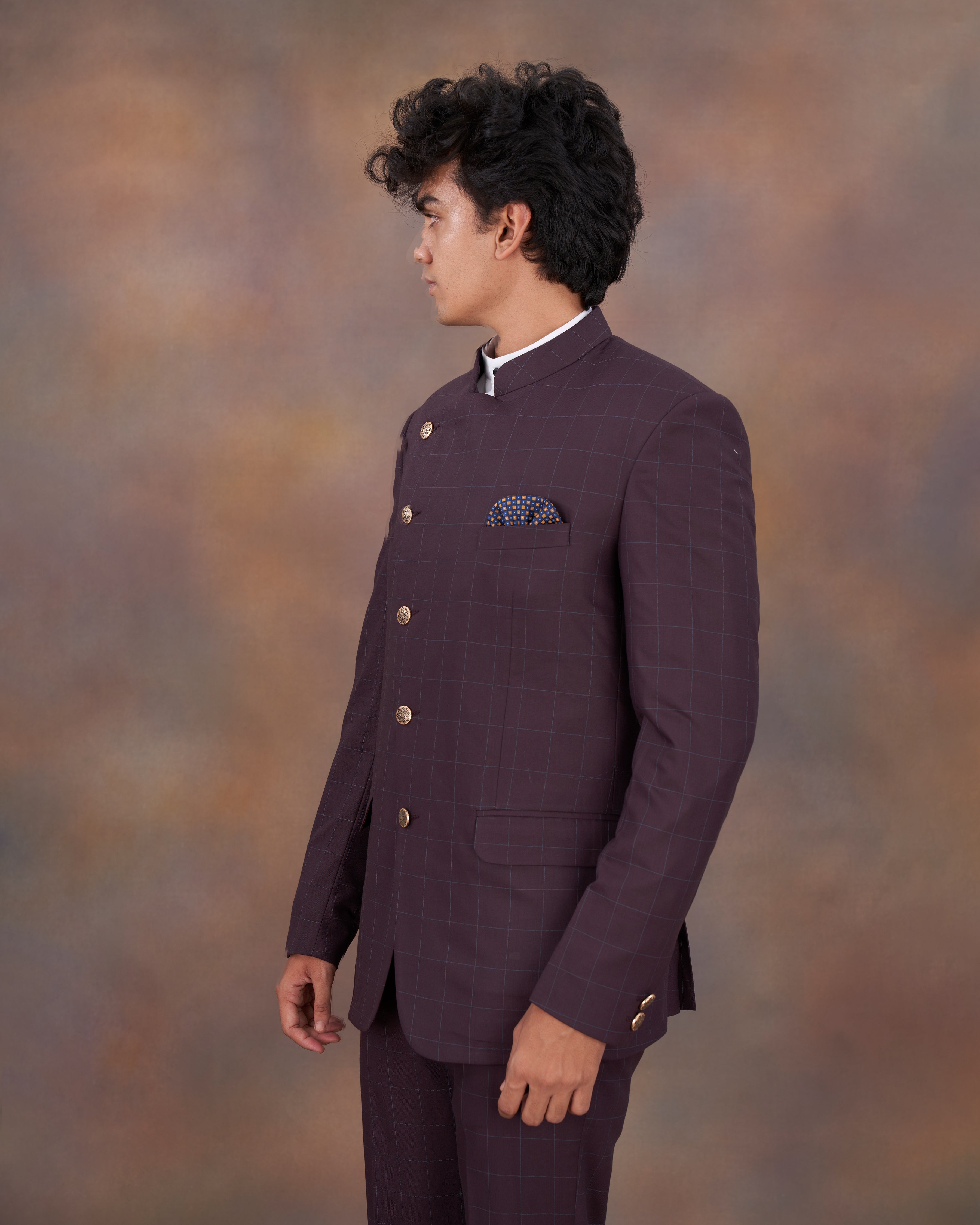 Thunder Maroon Windowpane Cross Buttoned Bandhgala Suit ST2332-CBG-36, ST2332-CBG-38, ST2332-CBG-40, ST2332-CBG-42, ST2332-CBG-44, ST2332-CBG-46, ST2332-CBG-48, ST2332-CBG-50, ST2332-CBG-52, ST2332-CBG-54, ST2332-CBG-56, ST2332-CBG-58, ST2332-CBG-60	