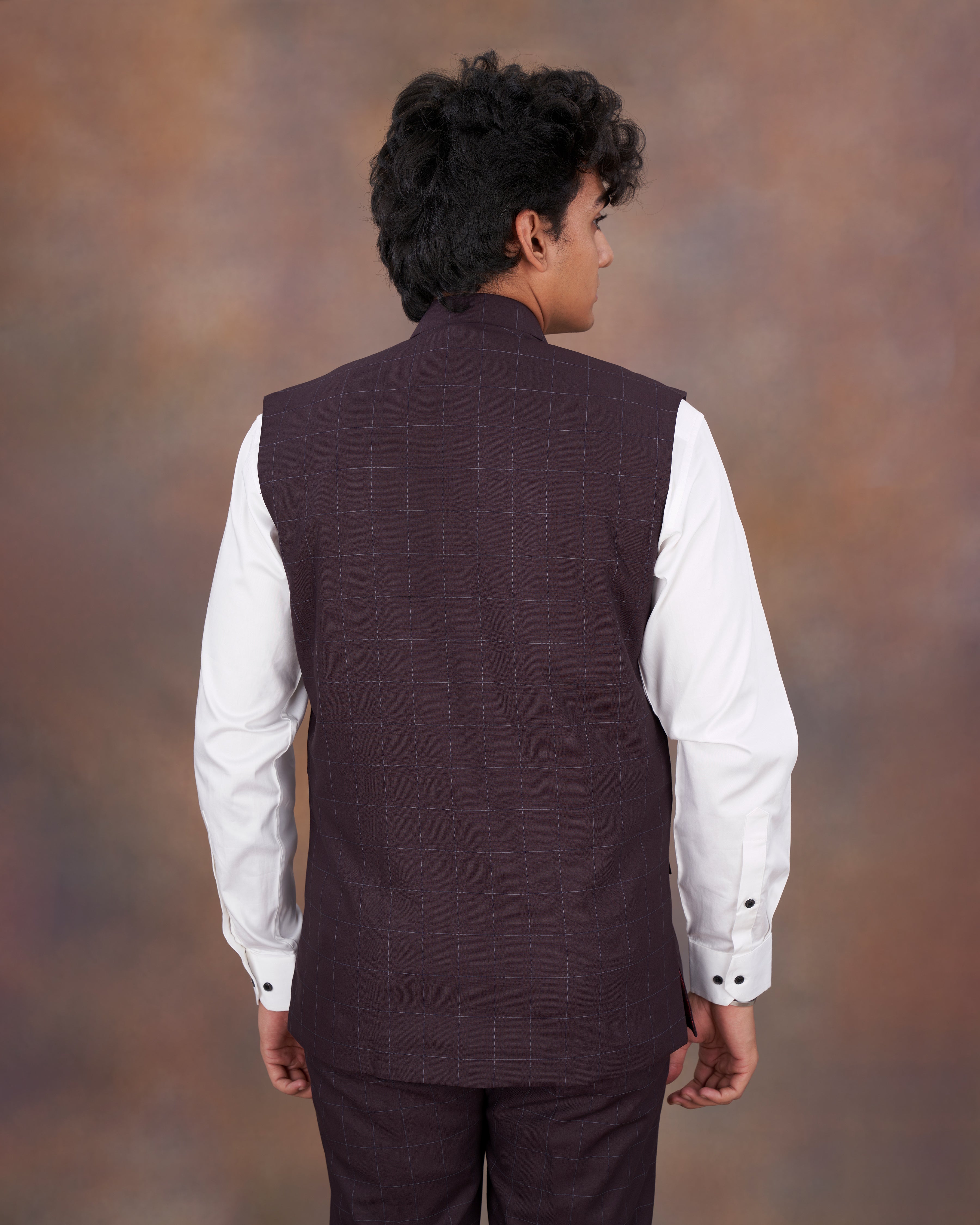 Thunder Maroon Windowpane Cross Buttoned Bandhgala Suit ST2332-CBG-36, ST2332-CBG-38, ST2332-CBG-40, ST2332-CBG-42, ST2332-CBG-44, ST2332-CBG-46, ST2332-CBG-48, ST2332-CBG-50, ST2332-CBG-52, ST2332-CBG-54, ST2332-CBG-56, ST2332-CBG-58, ST2332-CBG-60	