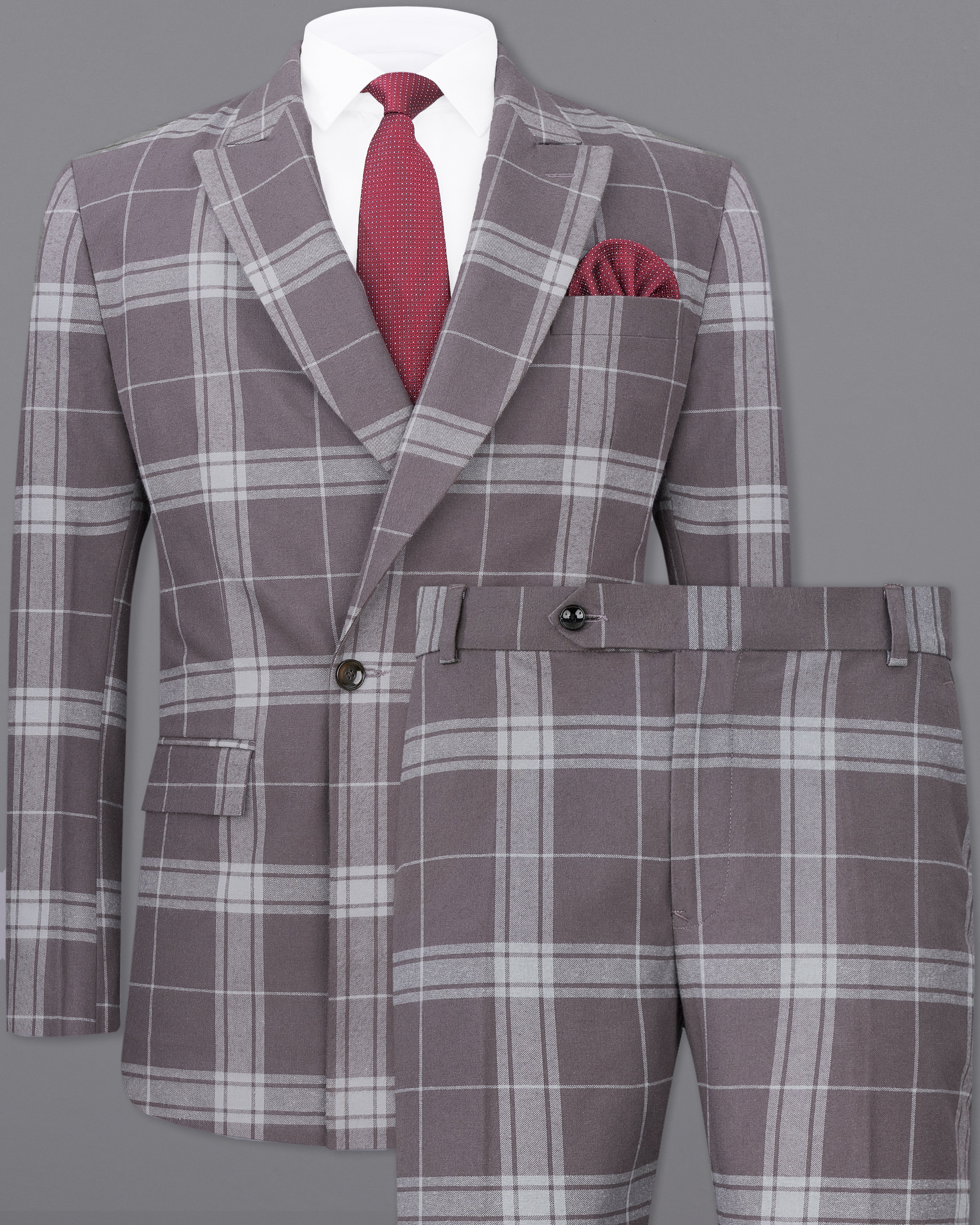 Tundora Brown with Star Dust Gray Plaid Premium Cotton Double Breasted Designer Suit ST2338-DB-2B-36, ST2338-DB-2B-38, ST2338-DB-2B-40, ST2338-DB-2B-42, ST2338-DB-2B-44, ST2338-DB-2B-46, ST2338-DB-2B-48, ST2338-DB-2B-50, ST2338-DB-2B-52, ST2338-DB-2B-54, ST2338-DB-2B-56, ST2338-DB-2B-58, ST2338-DB-2B-60	