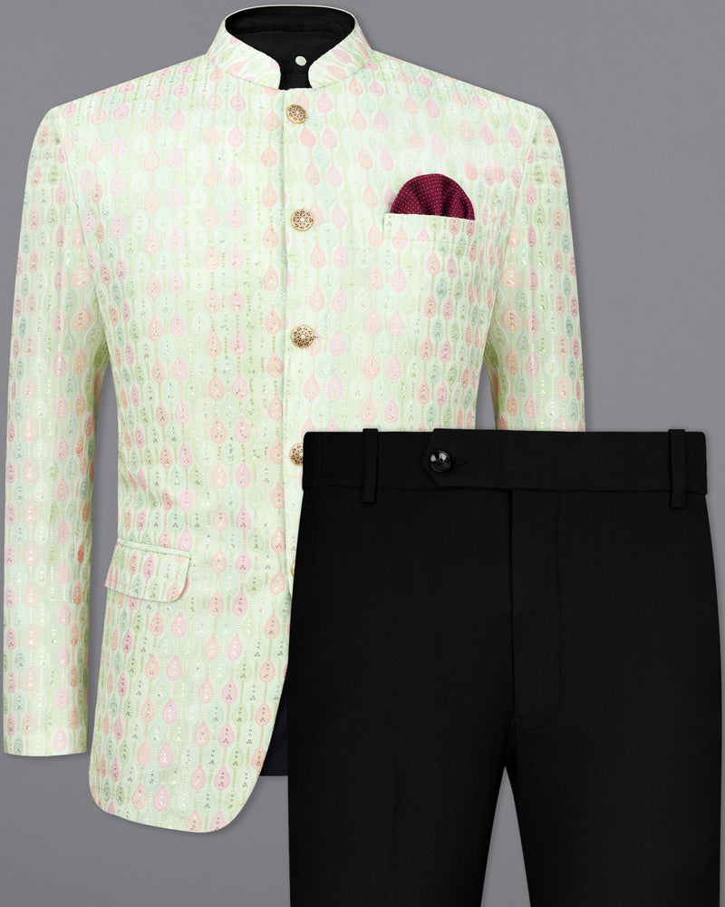 Mercury Green Textured Premium Bandhgala/Jodhpuri Suits for Men.