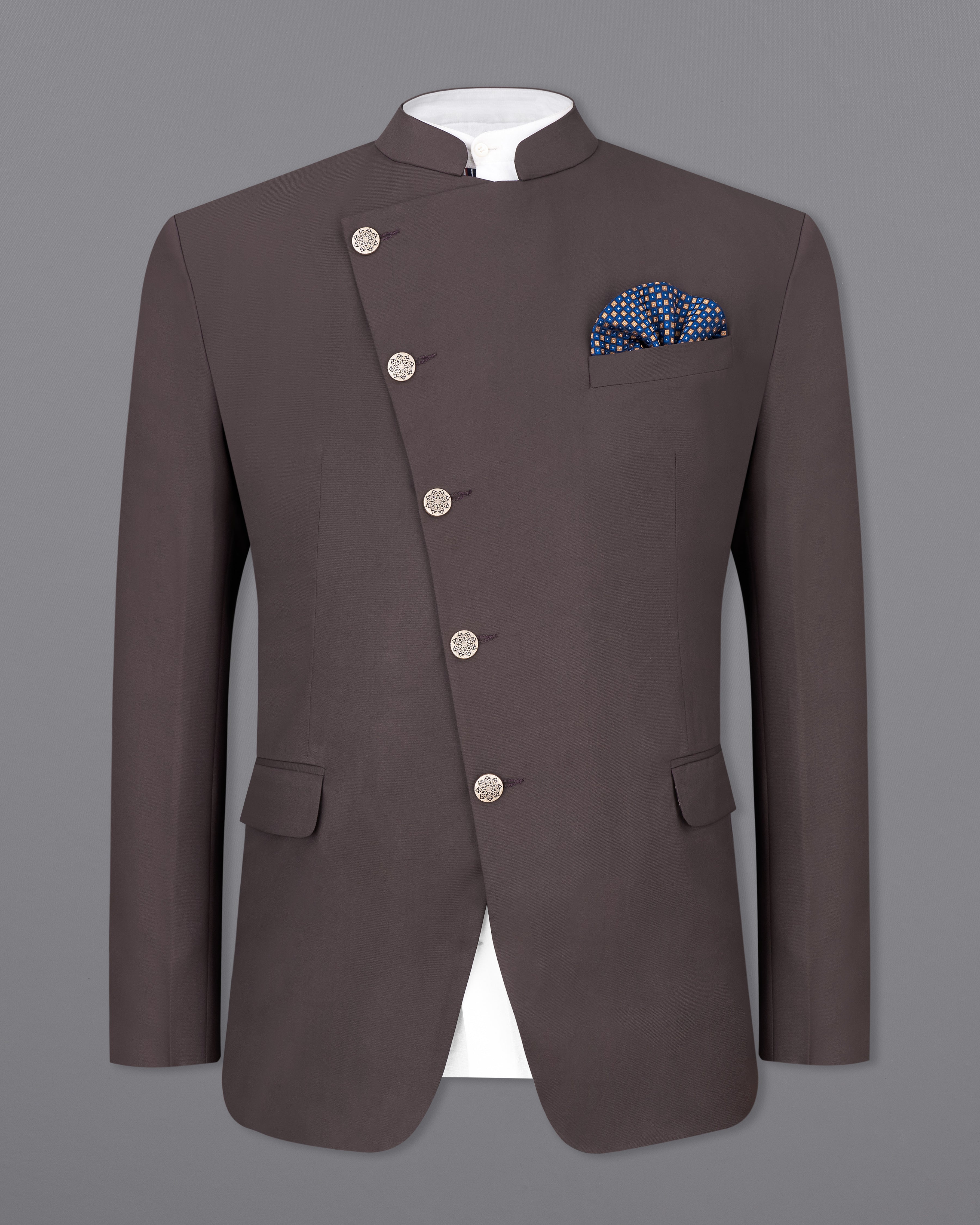 Coffee Brown Cross Buttoned Bandhgala Suit ST2469-CBG-36, ST2469-CBG-38, ST2469-CBG-40, ST2469-CBG-42, ST2469-CBG-44, ST2469-CBG-46, ST2469-CBG-48, ST2469-CBG-50, ST2469-CBG-52, ST2469-CBG-54, ST2469-CBG-56, ST2469-CBG-58, ST2469-CBG-60