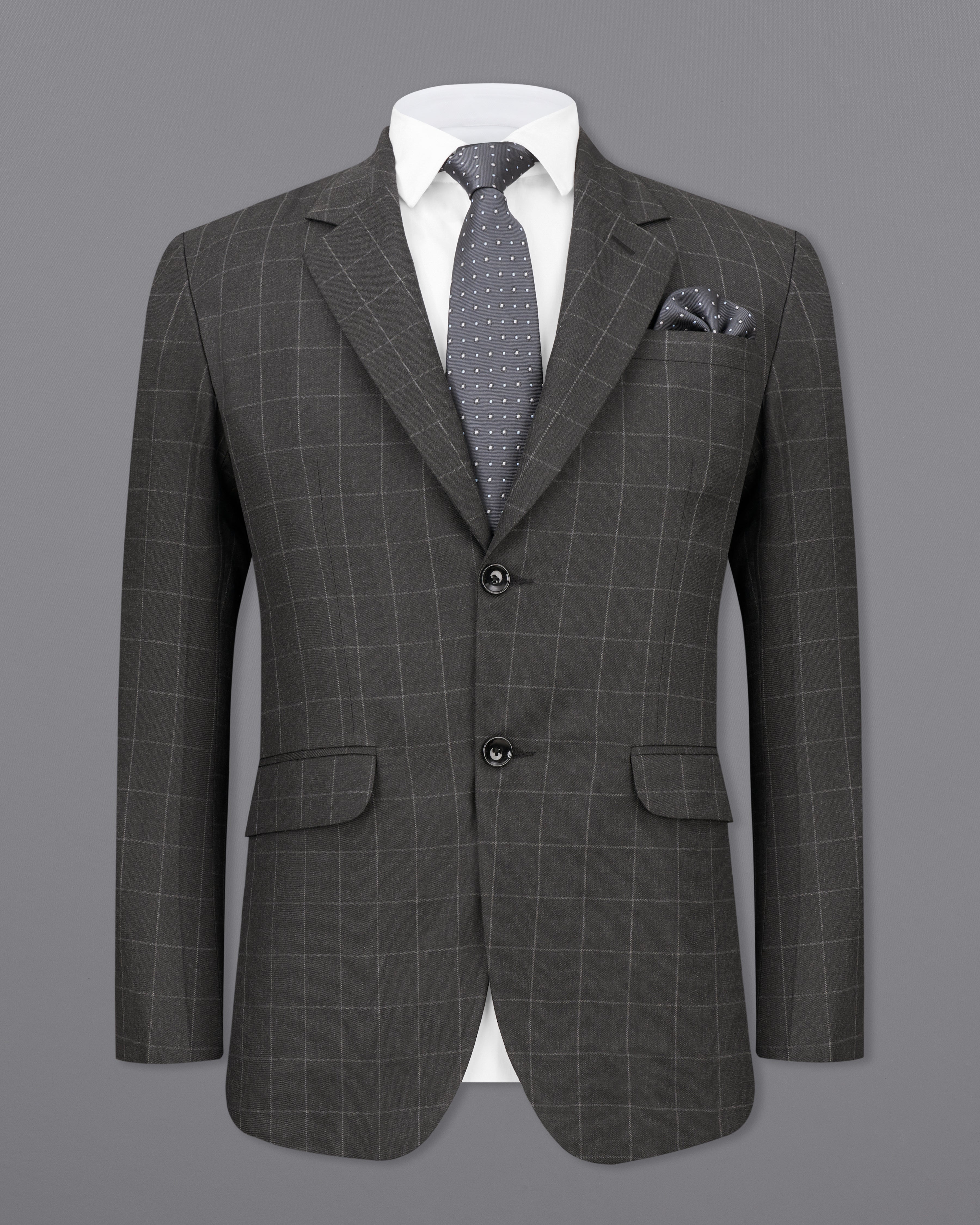 Charcoal Gray Windowpane Single Breasted Suit ST2473-SB-36, ST2473-SB-38, ST2473-SB-40, ST2473-SB-42, ST2473-SB-44, ST2473-SB-46, ST2473-SB-48, ST2473-SB-50, ST2473-SB-52, ST2473-SB-54, ST2473-SB-56, ST2473-SB-58, ST2473-SB-60