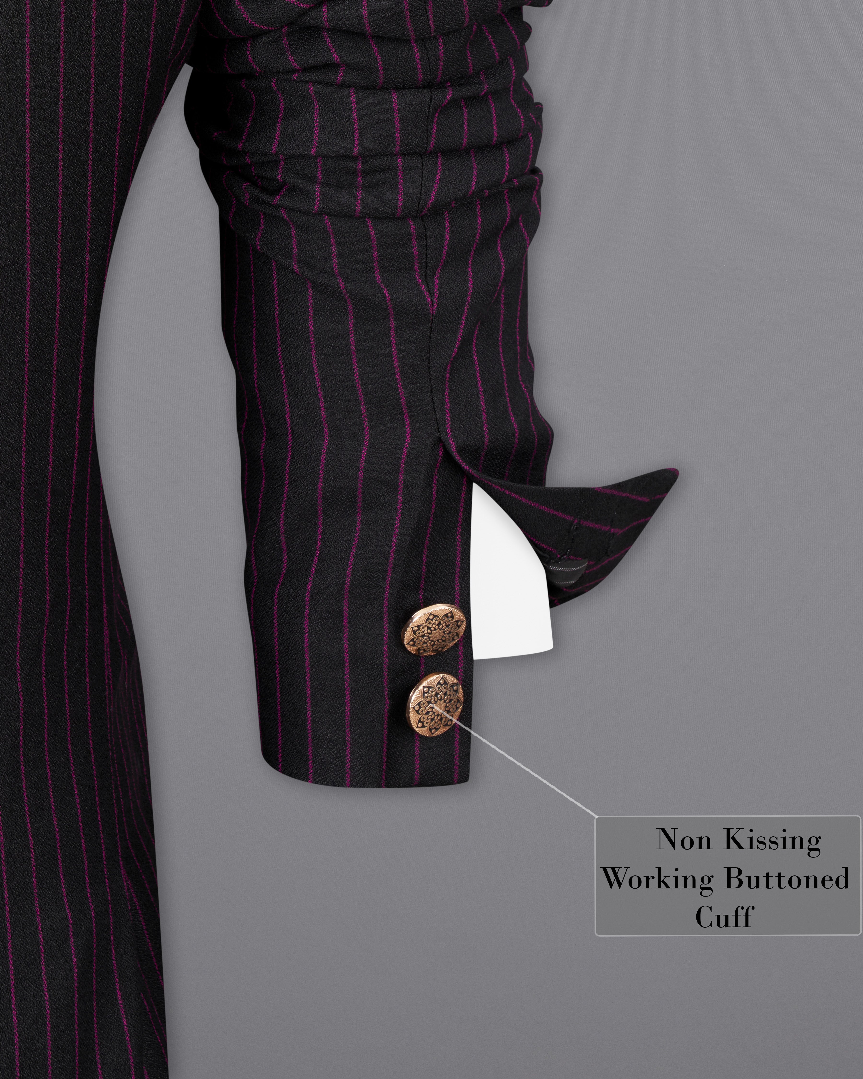 Zeus Black with Dark Mauve Pink Stripes Premium Terry-Rayon