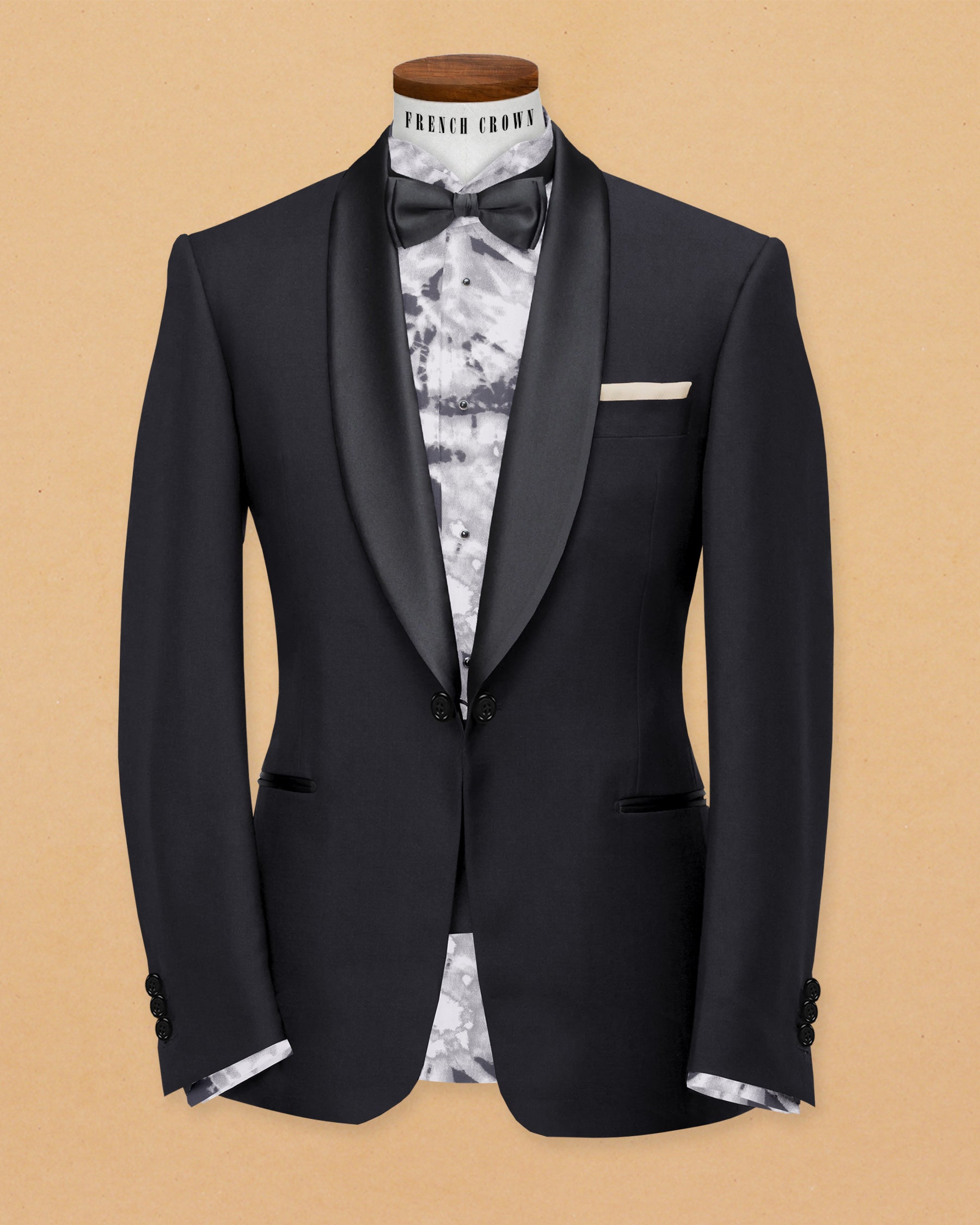 Jade Black Textured with Slight Sheen Dinner Tuxedo Suit