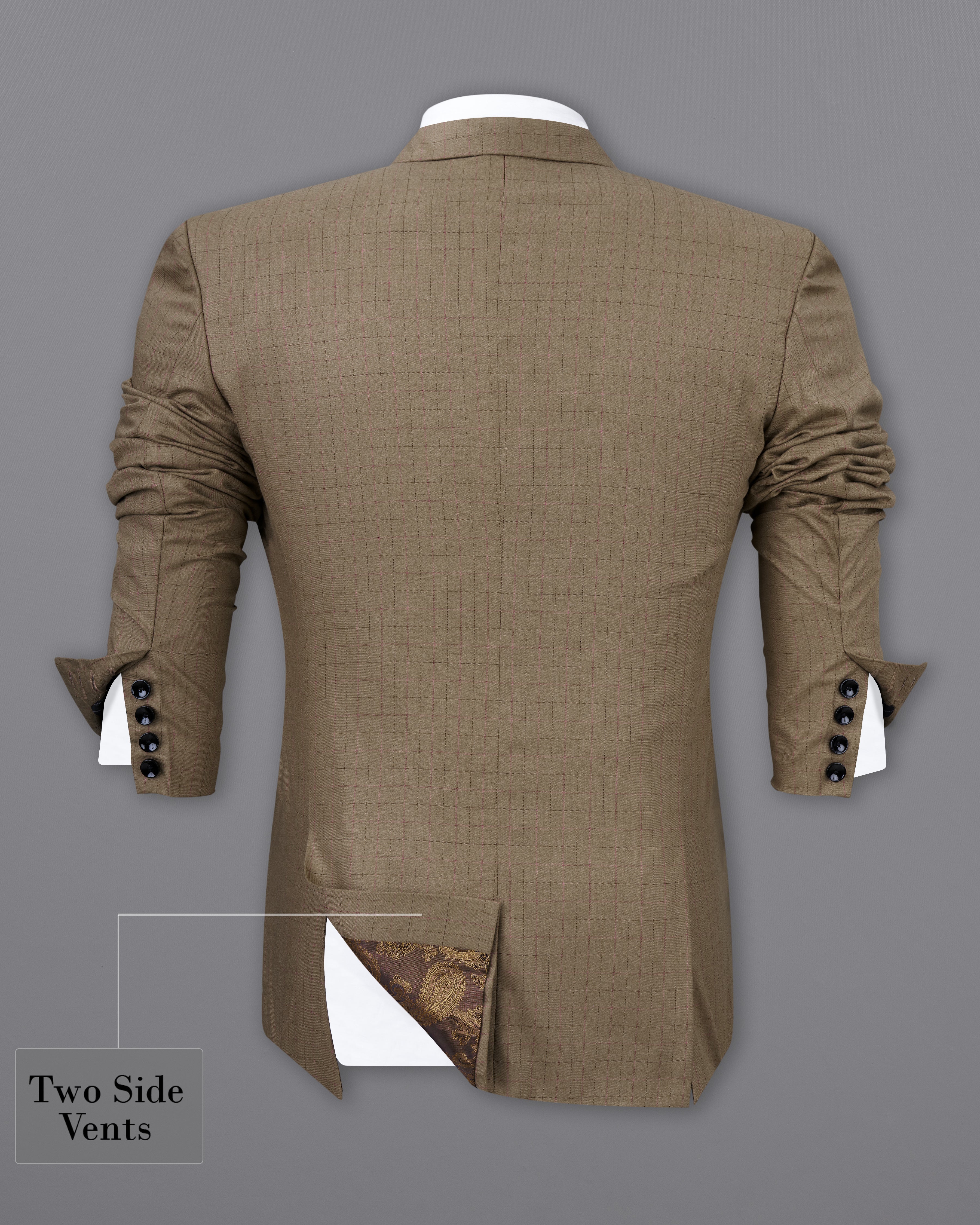 Dark Taupe Brown Plaid Single Breasted Suit ST2482-SB-36, ST2482-SB-38, ST2482-SB-40, ST2482-SB-42, ST2482-SB-44, ST2482-SB-46, ST2482-SB-48, ST2482-SB-50, ST2482-SB-52, ST2482-SB-54, ST2482-SB-56, ST2482-SB-58, ST2482-SB-60