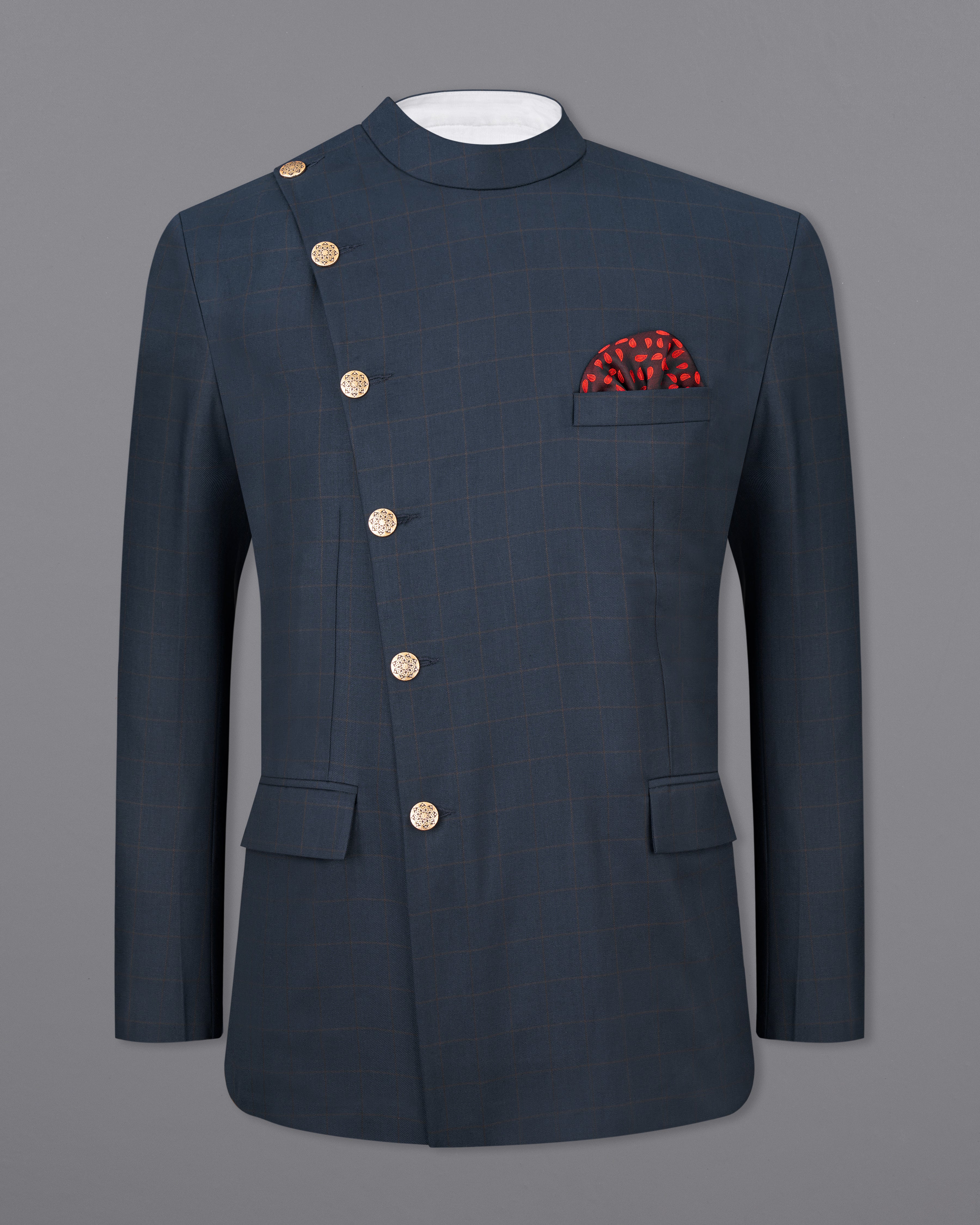 Ebony Clay Blue Windowpane Cross Buttoned Bandhgaala Suit ST2501-CBG2-36, ST2501-CBG2-38, ST2501-CBG2-40, ST2501-CBG2-42, ST2501-CBG2-44, ST2501-CBG2-46, ST2501-CBG2-48, ST2501-CBG2-50, ST2501-CBG2-52, ST2501-CBG2-54, ST2501-CBG2-56, ST2501-CBG2-58, ST2501-CBG2-60