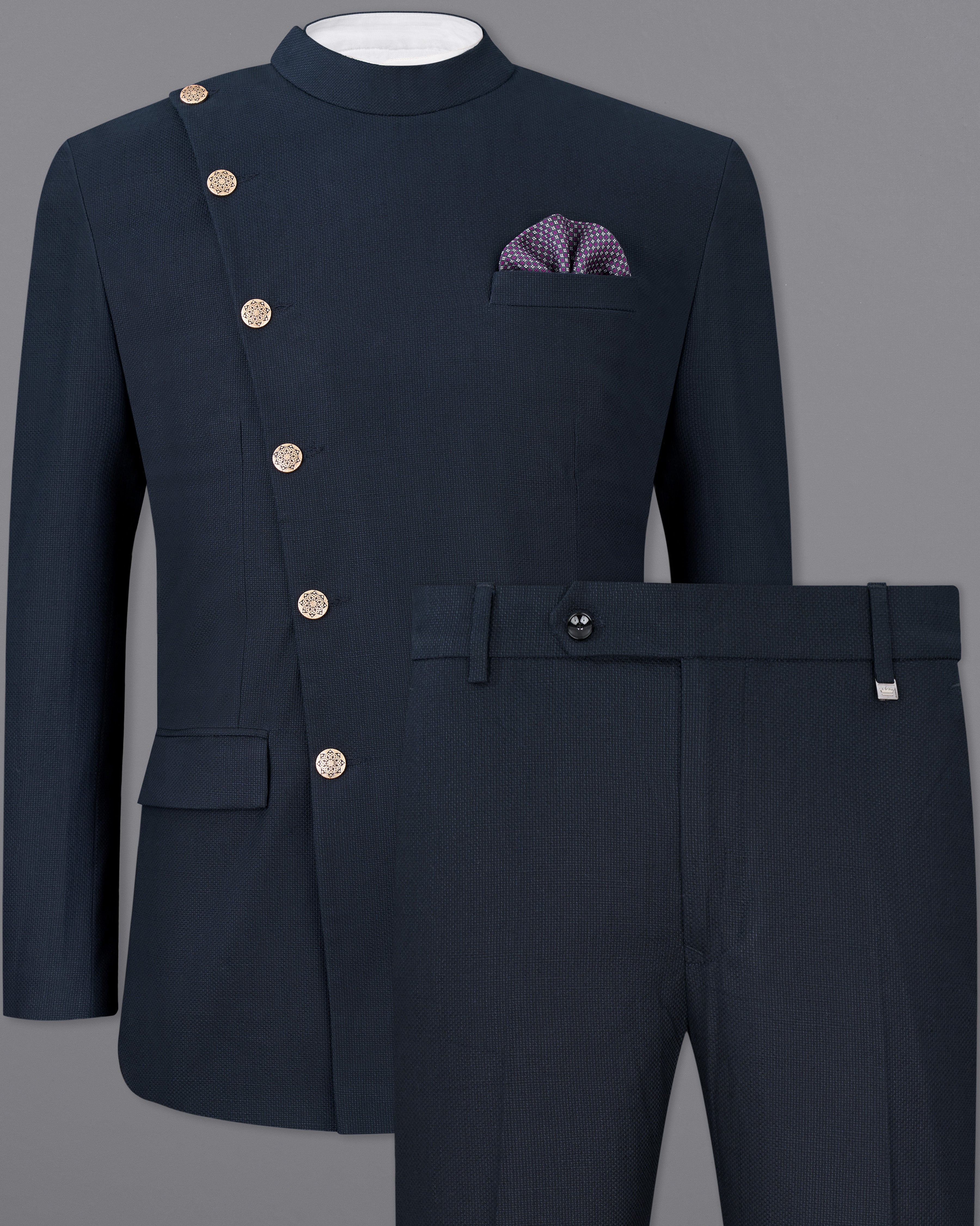 Firefly Navy Blue Premium Cotton Cross Buttoned Bandhgala Suit ST2504-CBG2-36, ST2504-CBG2-38, ST2504-CBG2-40, ST2504-CBG2-42, ST2504-CBG2-44, ST2504-CBG2-46, ST2504-CBG2-48, ST2504-CBG2-50, ST2504-CBG2-52, ST2504-CBG2-54, ST2504-CBG2-56, ST2504-CBG2-58, ST2504-CBG2-60