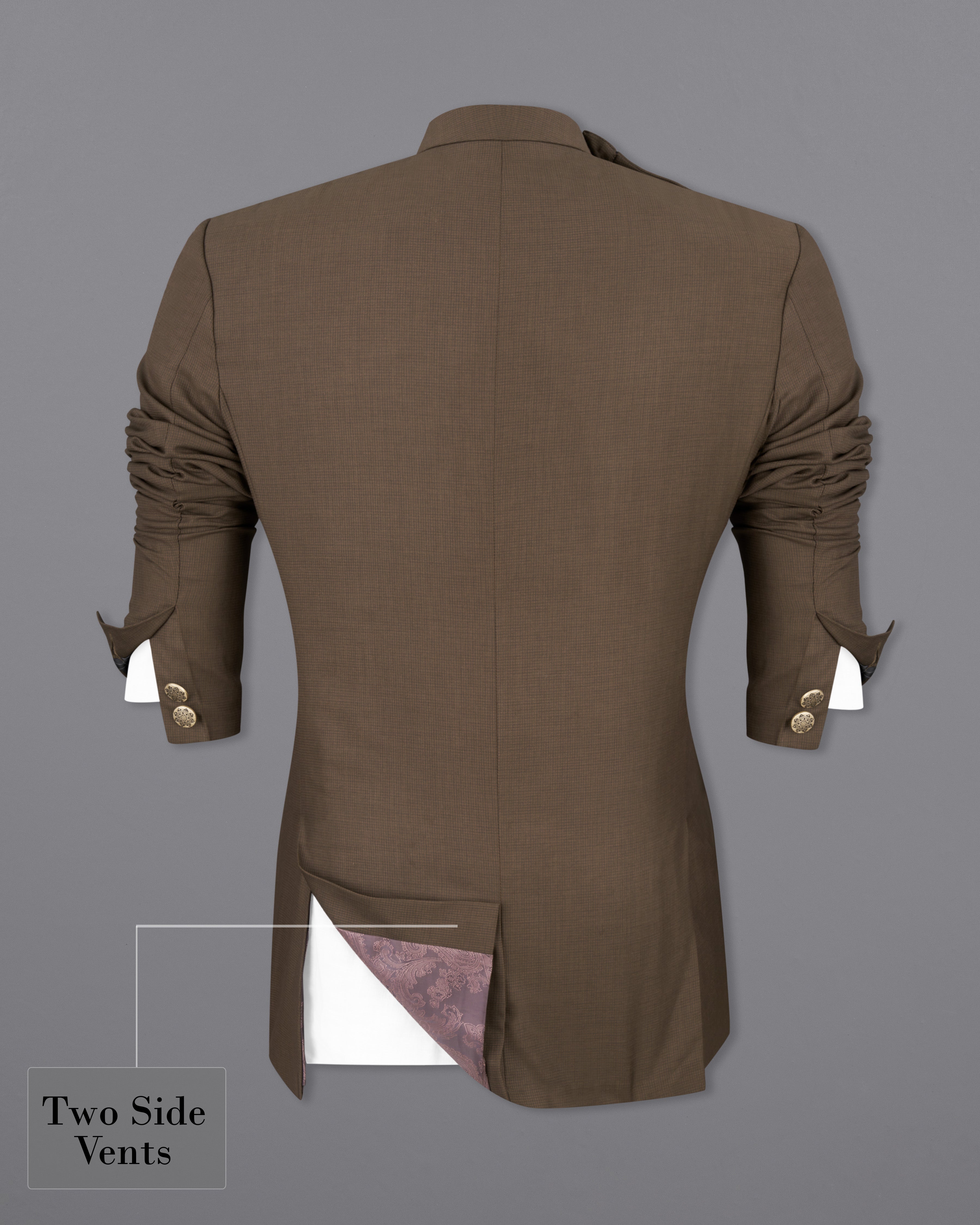 Judge Brown Textured Premium Terry-Rayon Bandhgala/Jodhpuri