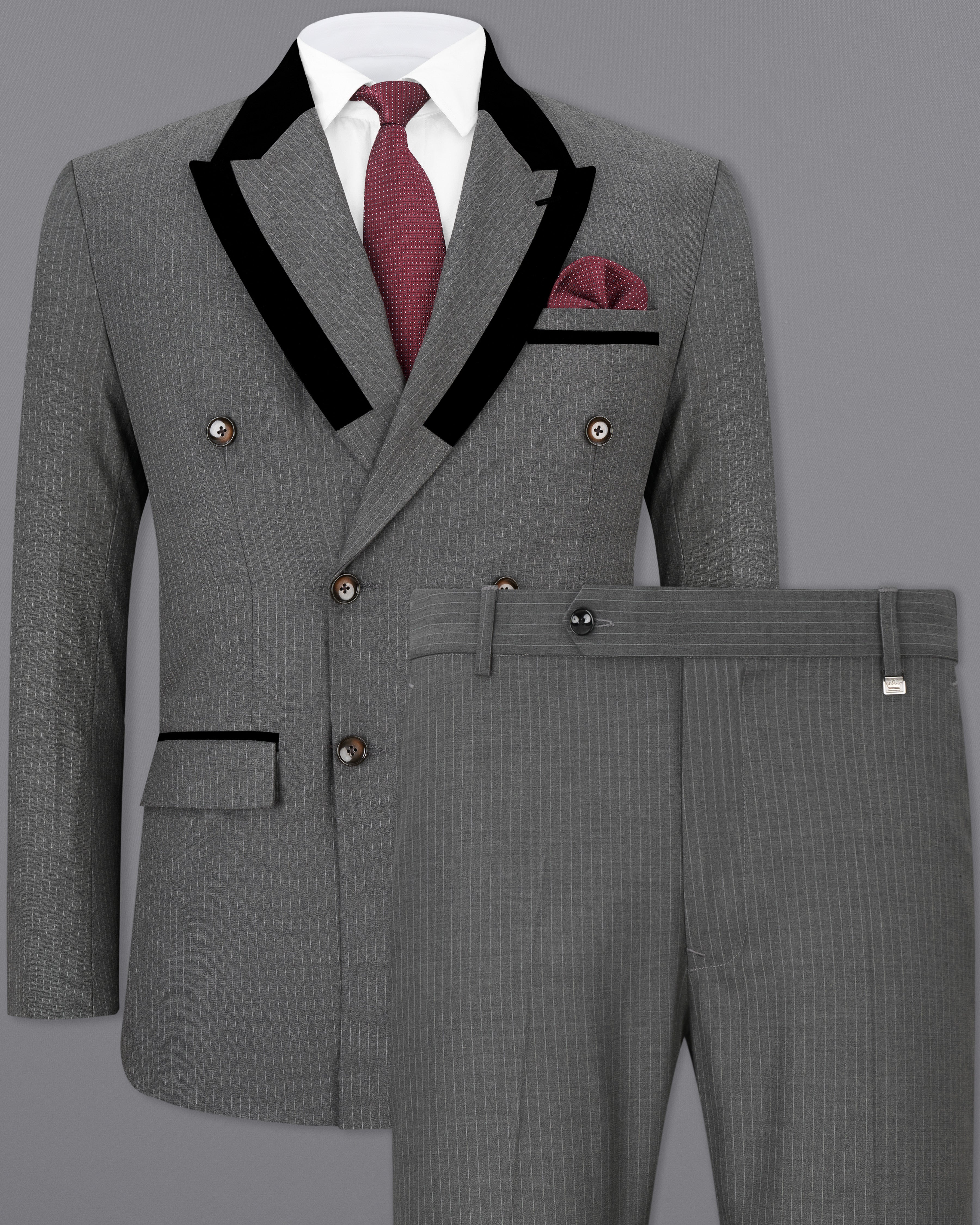 Ironside Gray Striped Double Breasted Designer Suit ST2539-DB-D245-36, ST2539-DB-D245-38, ST2539-DB-D245-40, ST2539-DB-D245-42, ST2539-DB-D245-44, ST2539-DB-D245-46, ST2539-DB-D245-48, ST2539-DB-D245-50, ST2539-DB-D245-53, ST2539-DB-D245-54, ST2539-DB-D245-56, ST2539-DB-D245-58, ST2539-DB-D245-60