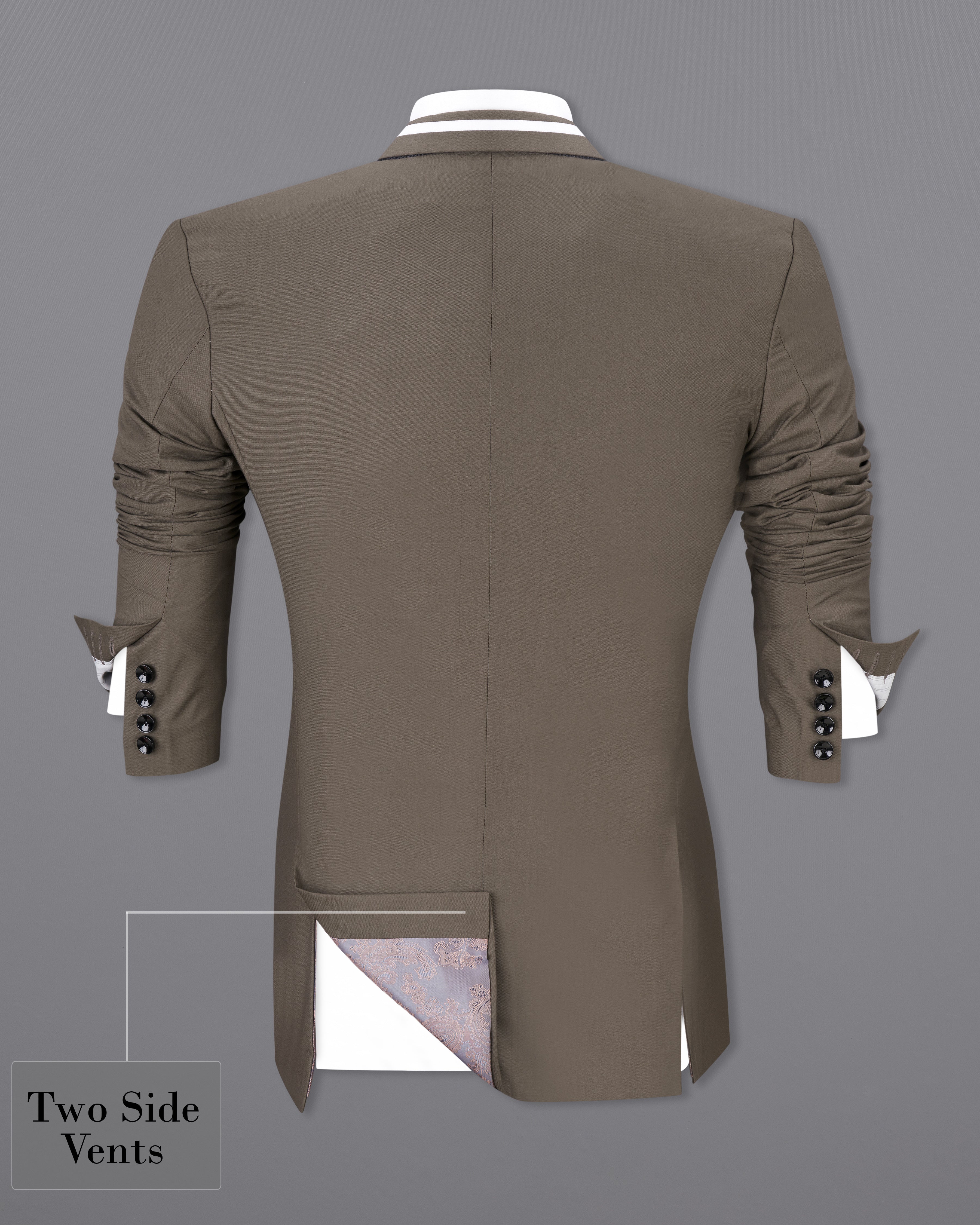Tobacco Brown Textured Premium Terry-Rayon Single-Breasted