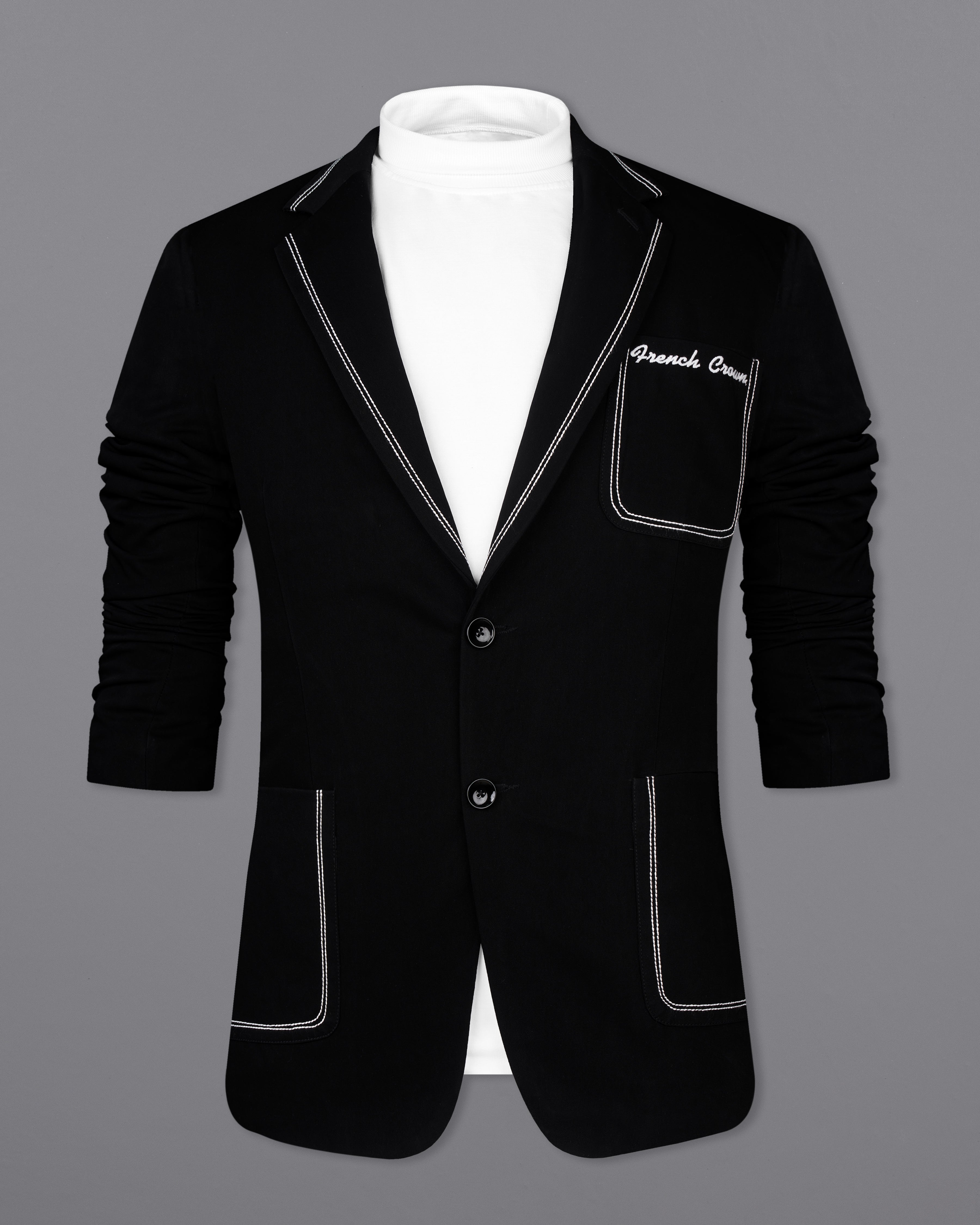 Korean Black ( The Best Black We Have ) Embroidered Single Breasted Designer Signature Suit ST2561-SB-PP-D244-36, ST2561-SB-PP-D244-38, ST2561-SB-PP-D244-40, ST2561-SB-PP-D244-42, ST2561-SB-PP-D244-44, ST2561-SB-PP-D244-46, ST2561-SB-PP-D244-48, ST2561-SB-PP-D244-50, ST2561-SB-PP-D244-52, ST2561-SB-PP-D244-54, ST2561-SB-PP-D244-56, ST2561-SB-PP-D244-58, ST2561-SB-PP-D244-60