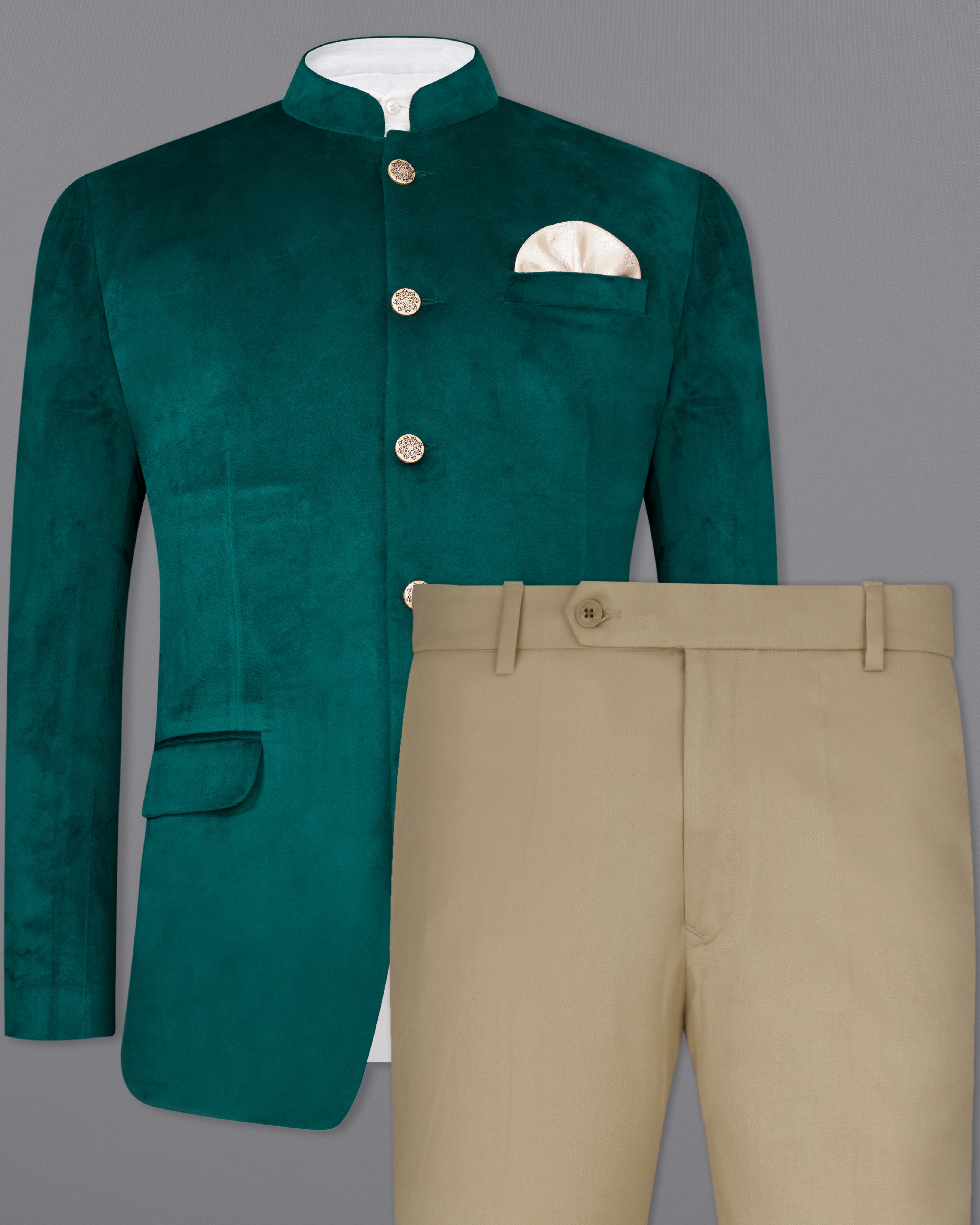 Burnham Green Bandhgala Velvet Suit ST2575-BG-36,ST2575-BG-38,ST2575-BG-40,ST2575-BG-42,ST2575-BG-44,ST2575-BG-46,ST2575-BG-48,ST2575-BG-50,,ST2575-BG-52,ST2575-BG-54,ST2575-BG-56,ST2575-BG-58,ST2575-BG-60