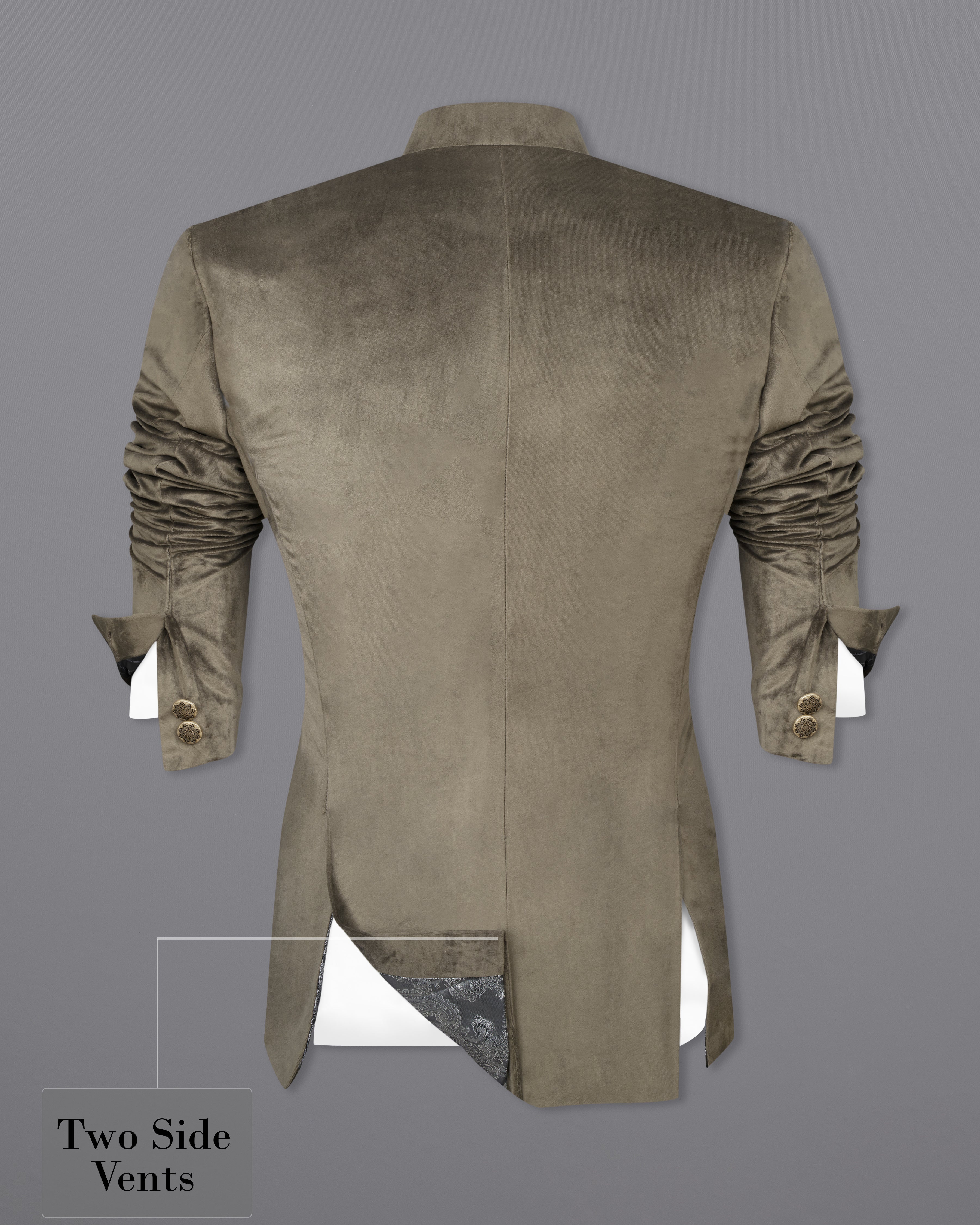 Hemlock Brown Bandhgala Velvet Suit ST2577-BG-36,ST2577-BG-38,ST2577-BG-40,ST2577-BG-42,ST2577-BG-44,ST2577-BG-46,ST2577-BG-48,ST2577-BG-50,,ST2577-BG-52,ST2577-BG-54,ST2577-BG-56,ST2577-BG-58,ST2577-BG-60