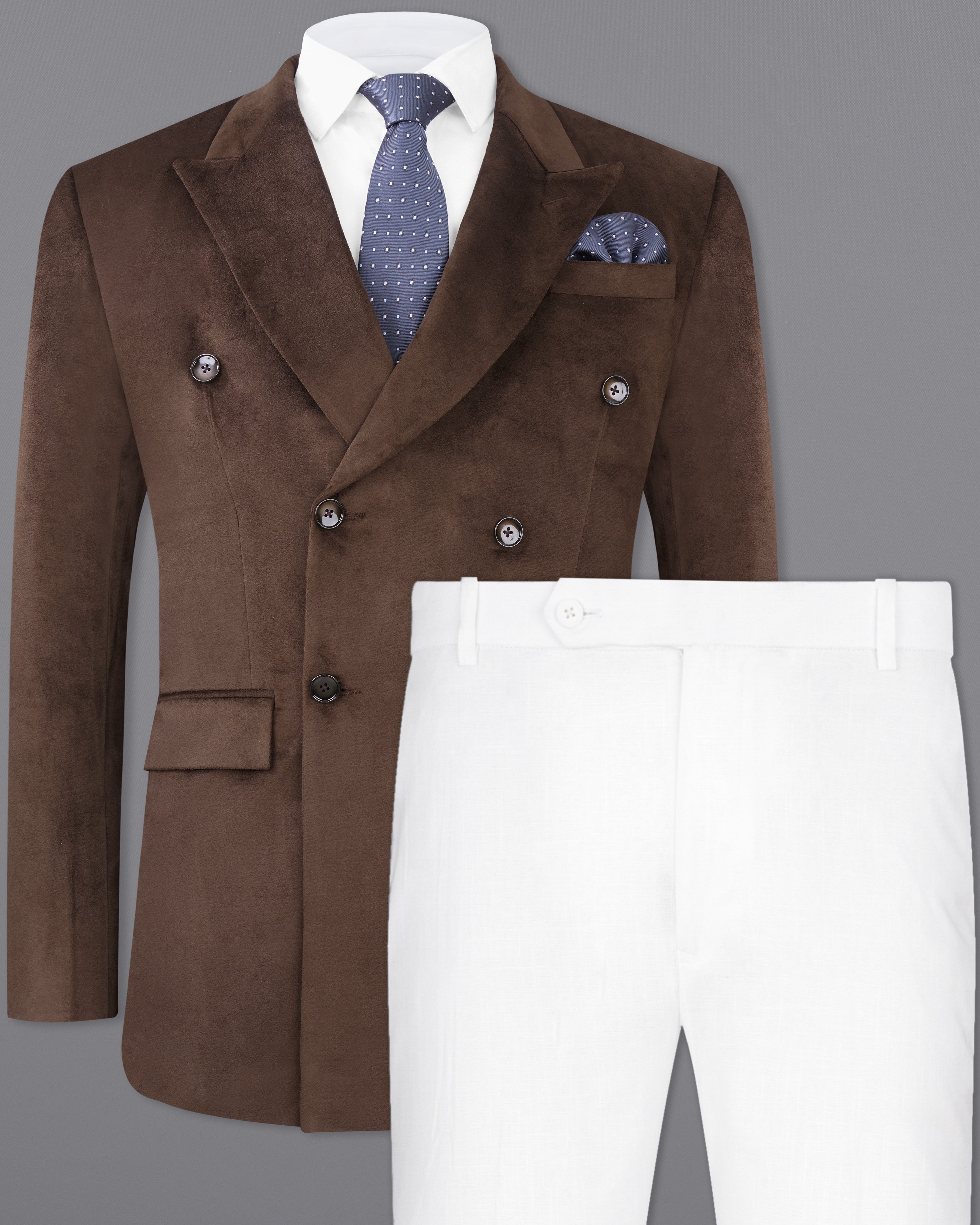 Bistre Brown Double Breasted Velvet Suit ST2578-DB-36, ST2578-DB-38, ST2578-DB-40, ST2578-DB-42, ST2578-DB-44, ST2578-DB-46, ST2578-DB-48, ST2578-DB-50, ST2578-DB-52, ST2578-DB-54, ST2578-DB-56, ST2578-DB-58, ST2578-DB-60