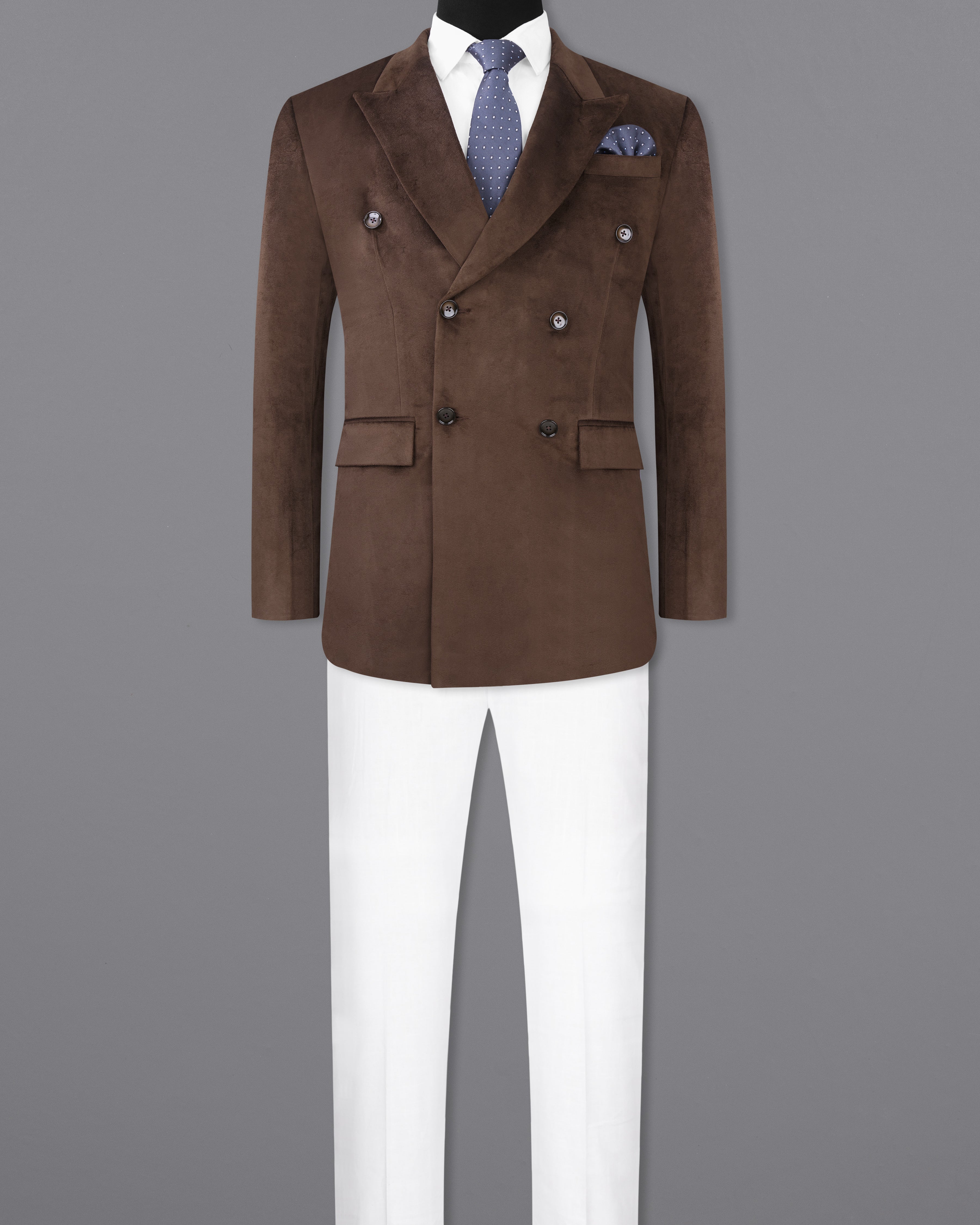 Bistre Brown Double Breasted Velvet Suit ST2578-DB-36, ST2578-DB-38, ST2578-DB-40, ST2578-DB-42, ST2578-DB-44, ST2578-DB-46, ST2578-DB-48, ST2578-DB-50, ST2578-DB-52, ST2578-DB-54, ST2578-DB-56, ST2578-DB-58, ST2578-DB-60