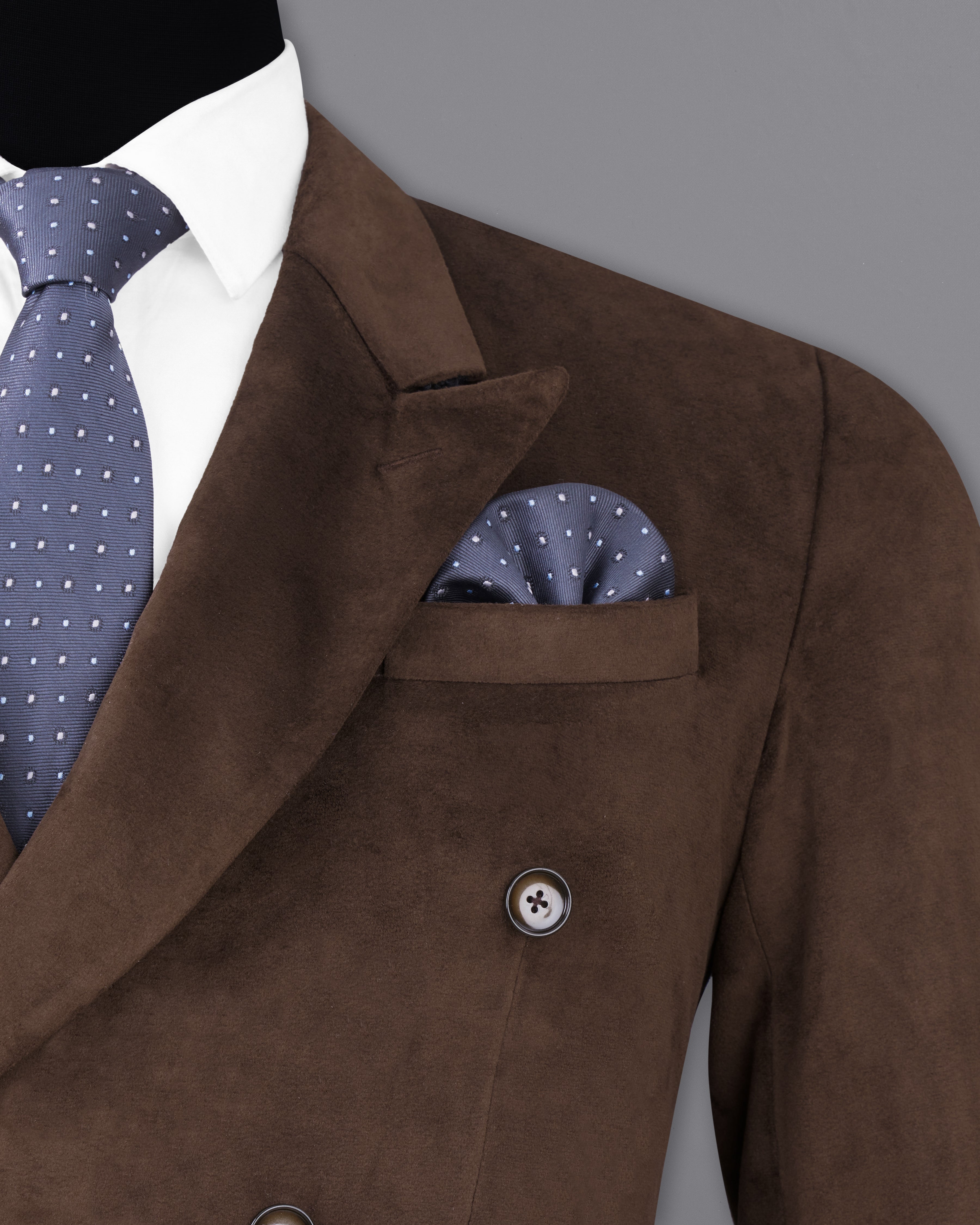 Bistre Brown Double Breasted Velvet Suit ST2578-DB-36, ST2578-DB-38, ST2578-DB-40, ST2578-DB-42, ST2578-DB-44, ST2578-DB-46, ST2578-DB-48, ST2578-DB-50, ST2578-DB-52, ST2578-DB-54, ST2578-DB-56, ST2578-DB-58, ST2578-DB-60