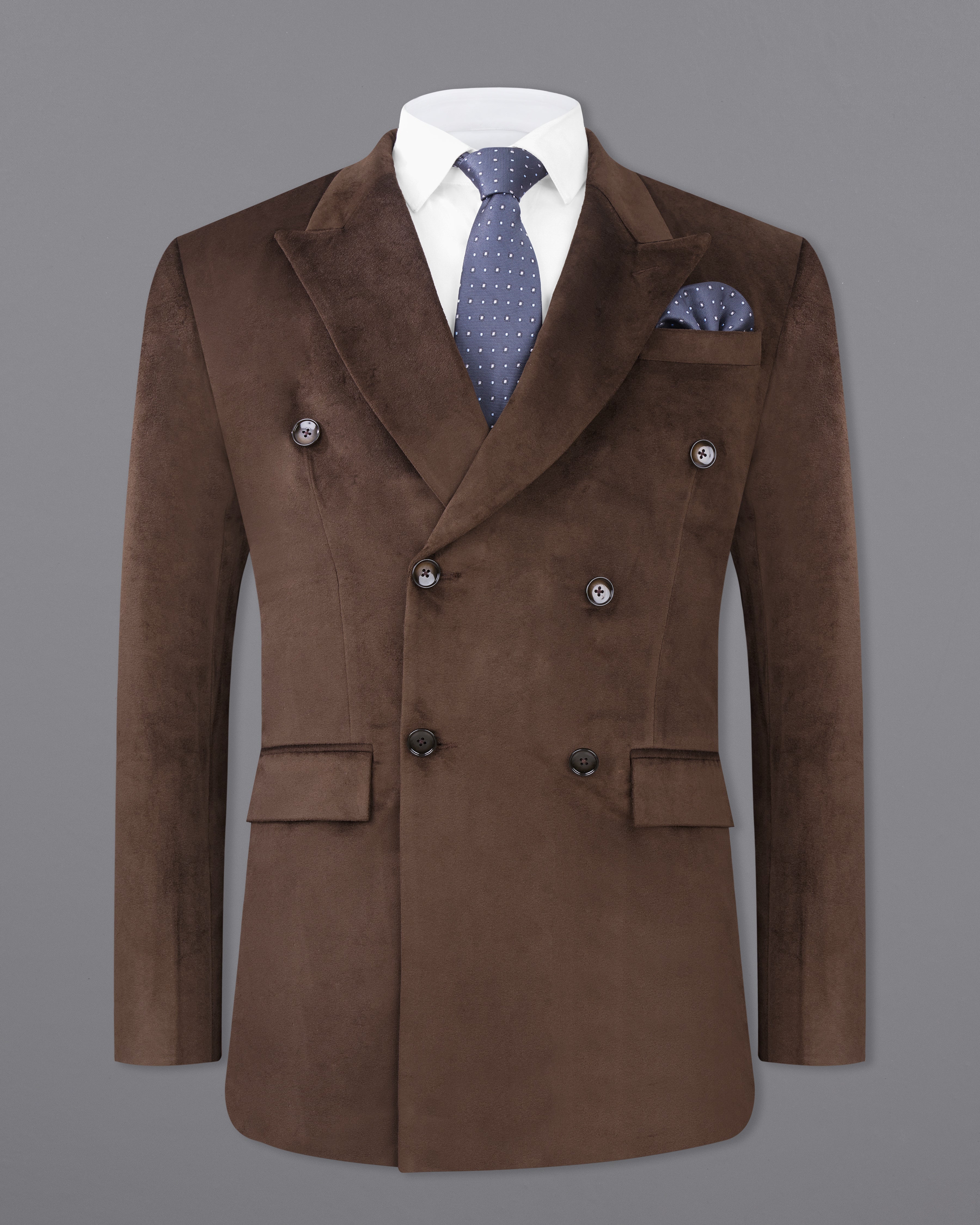 Bistre Brown Double Breasted Velvet Suit ST2578-DB-36, ST2578-DB-38, ST2578-DB-40, ST2578-DB-42, ST2578-DB-44, ST2578-DB-46, ST2578-DB-48, ST2578-DB-50, ST2578-DB-52, ST2578-DB-54, ST2578-DB-56, ST2578-DB-58, ST2578-DB-60