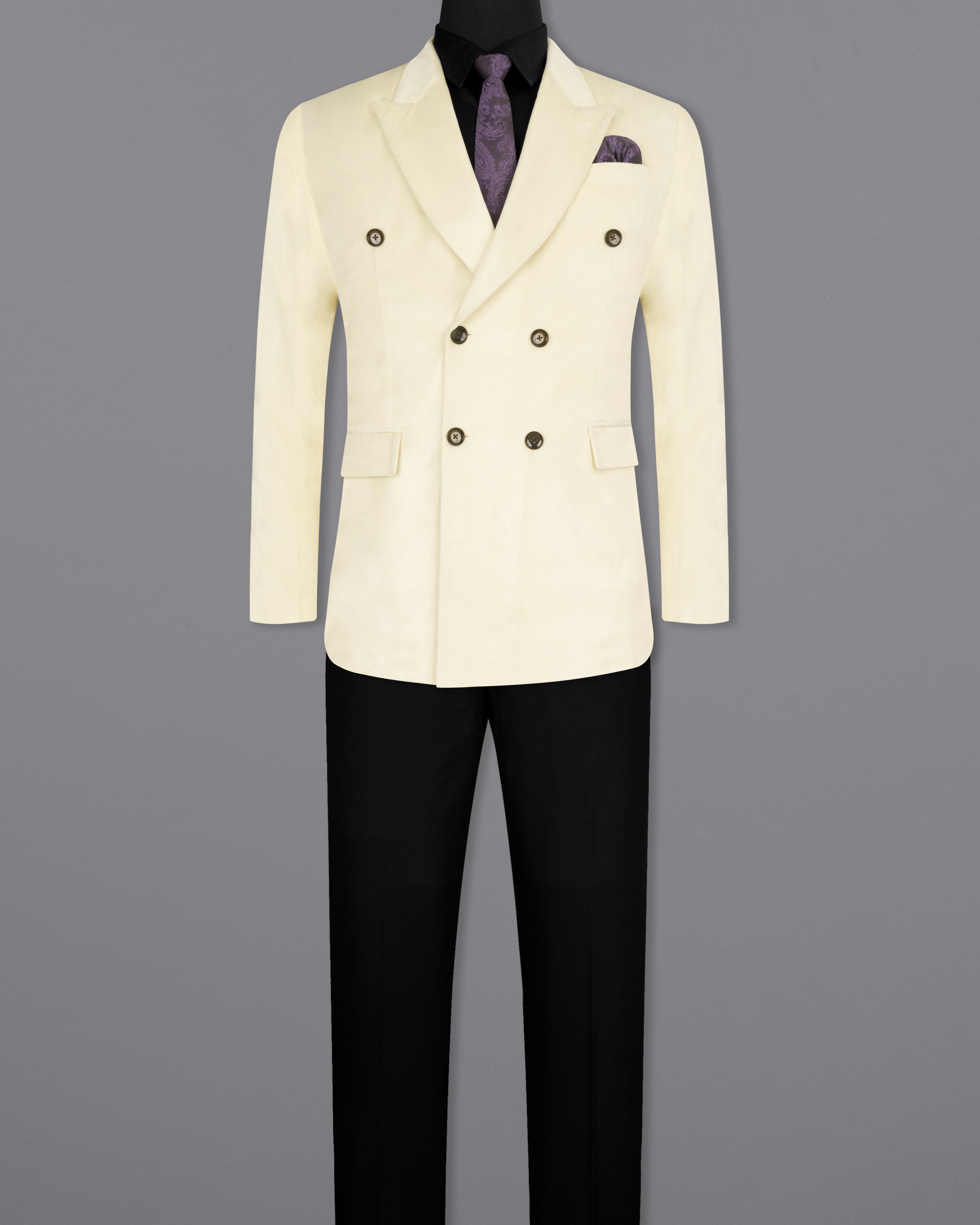 Eggshell Cream Double Breasted Velvet Suit ST2591-DB-36,ST2591-DB-38,ST2591-DB-40,ST2591-DB-42,ST2591-DB-44,ST2591-DB-46,ST2591-DB-48,ST2591-DB-50,,ST2591-DB-52,ST2591-DB-54,ST2591-DB-56,ST2591-DB-58,ST2591-DB-60