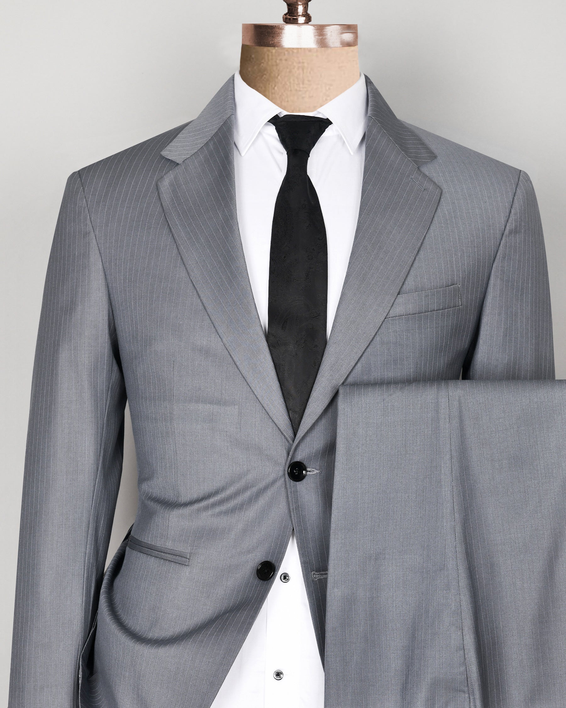 Hemsworth Metal Grey Striped Wool blend Suit