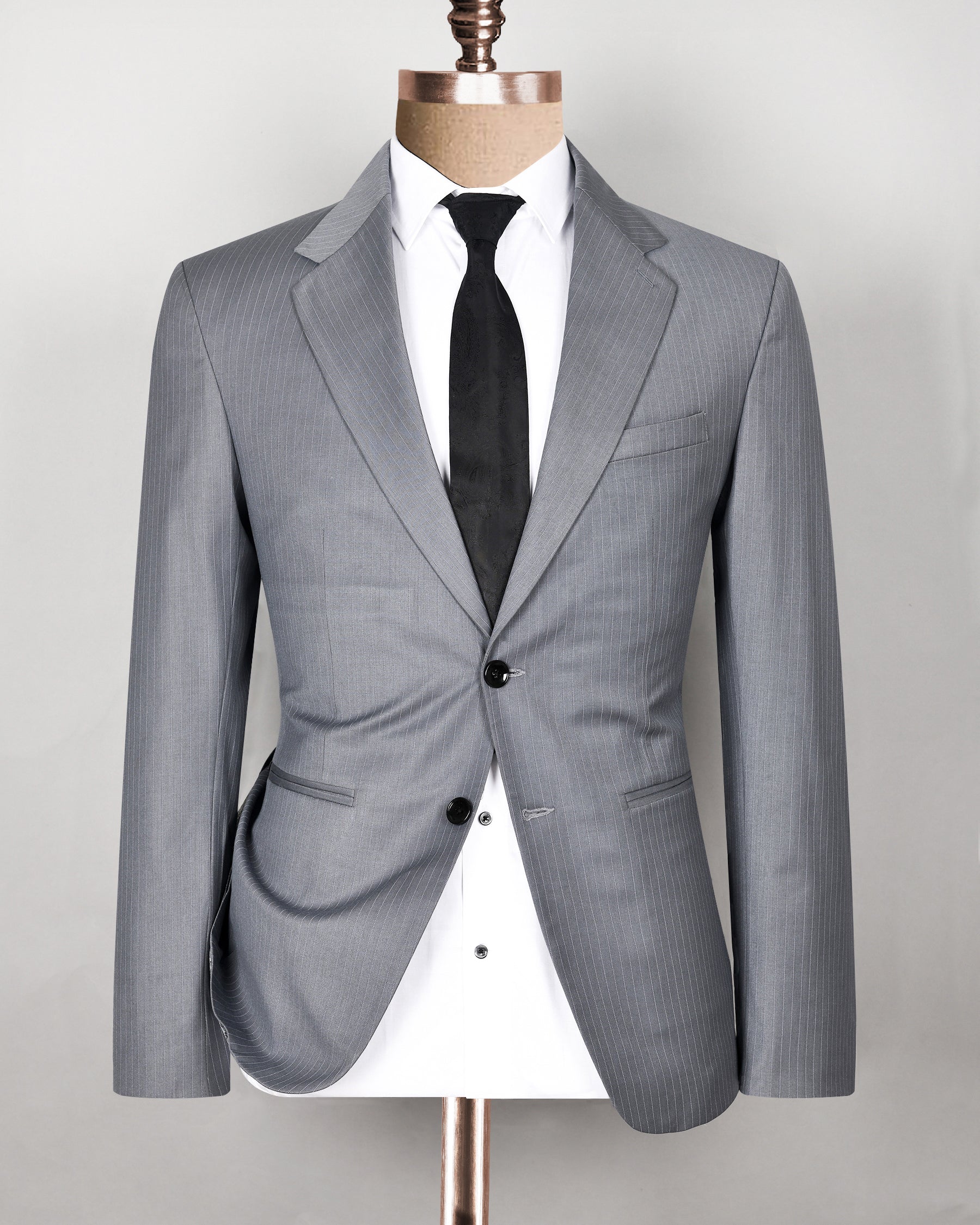 Hemsworth Metal Grey Striped Wool blend Suit