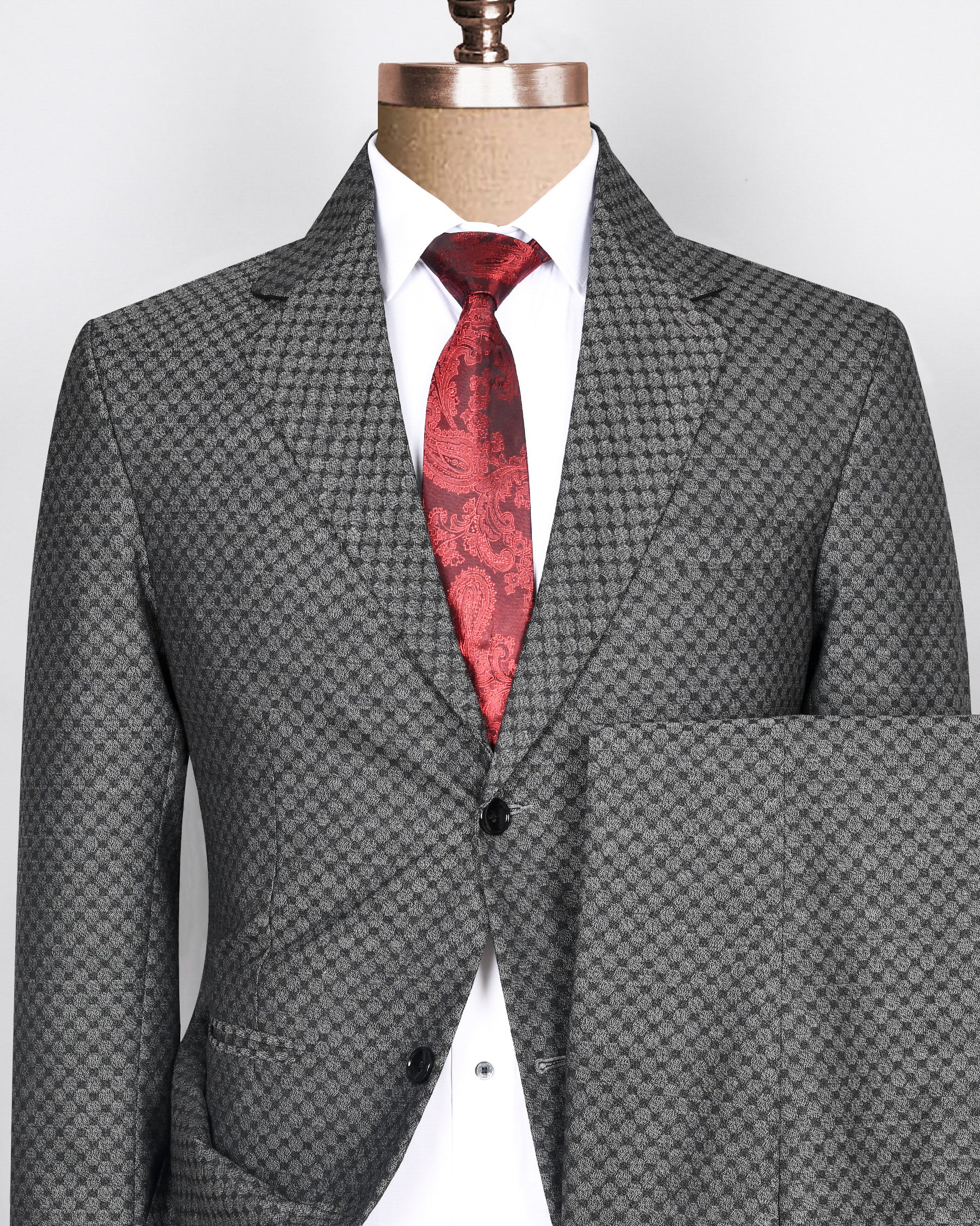 Pebble Grey Box Textured Wool blend Suit