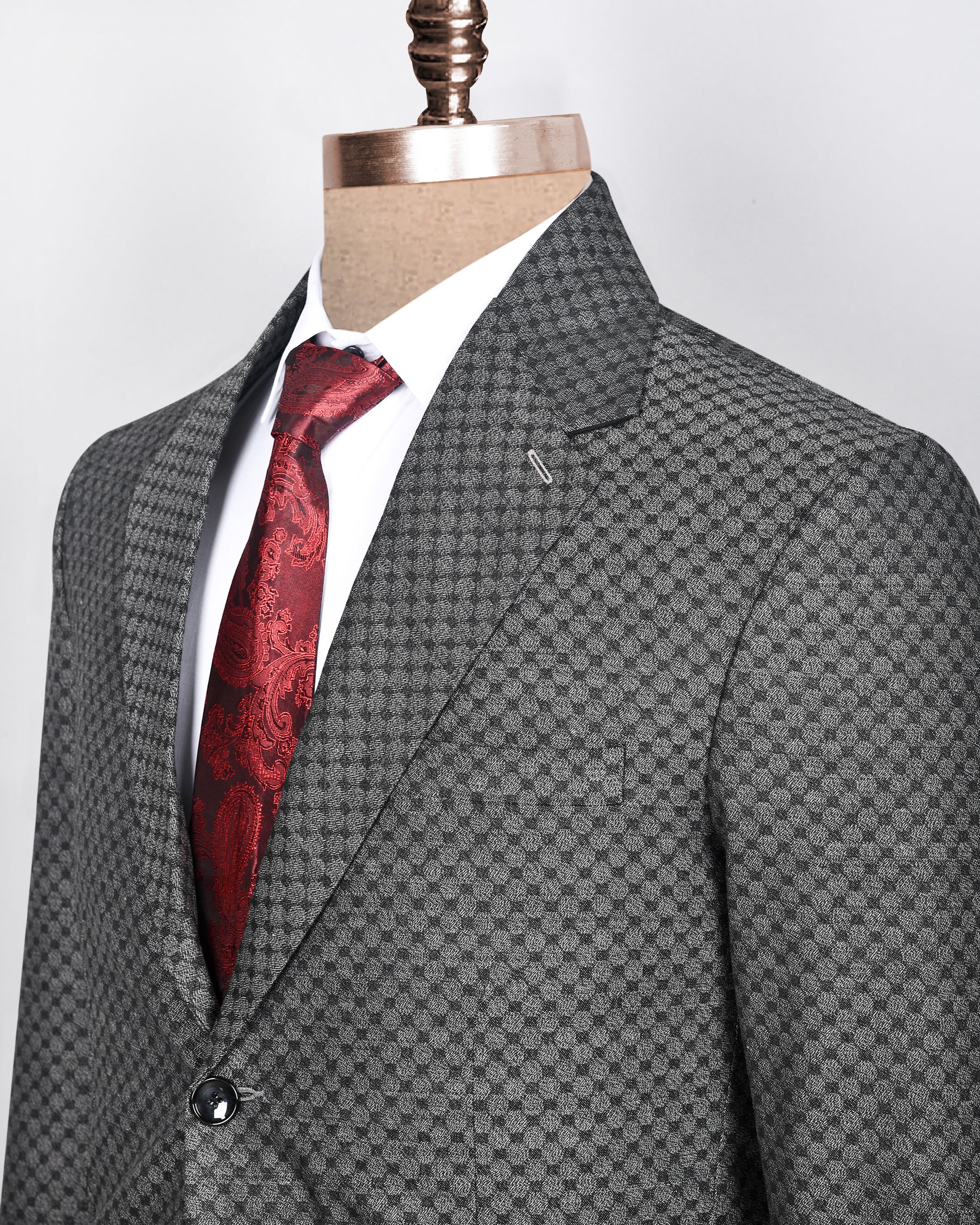 Pebble Grey Box Textured Wool blend Suit