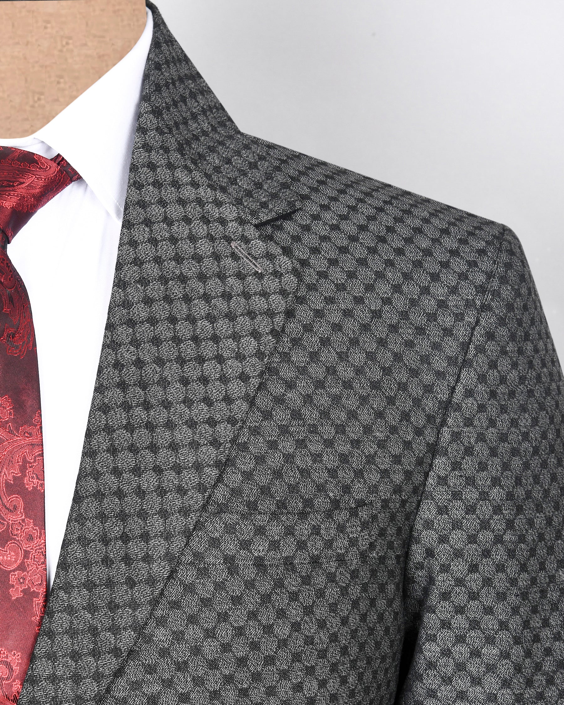 Pebble Grey Box Textured Wool blend Suit