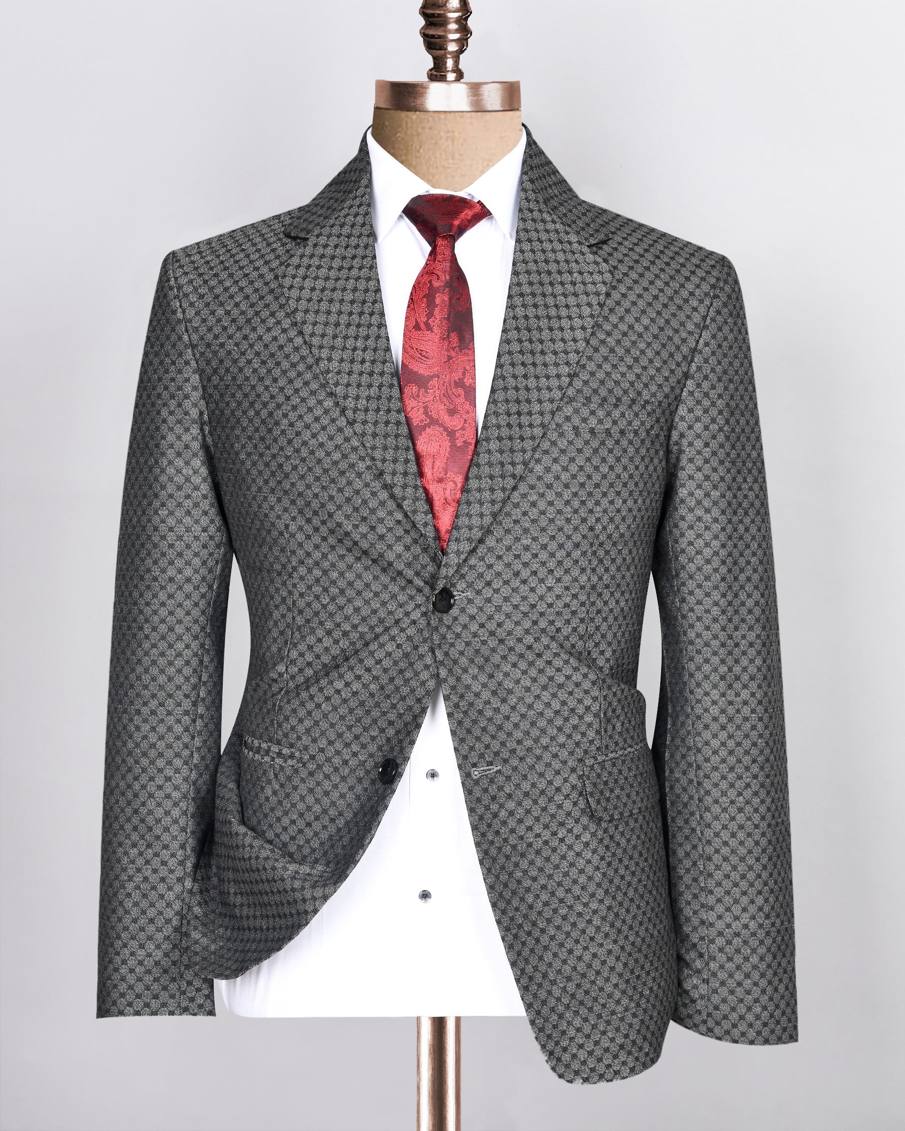 Pebble Grey Box Textured Wool blend Suit