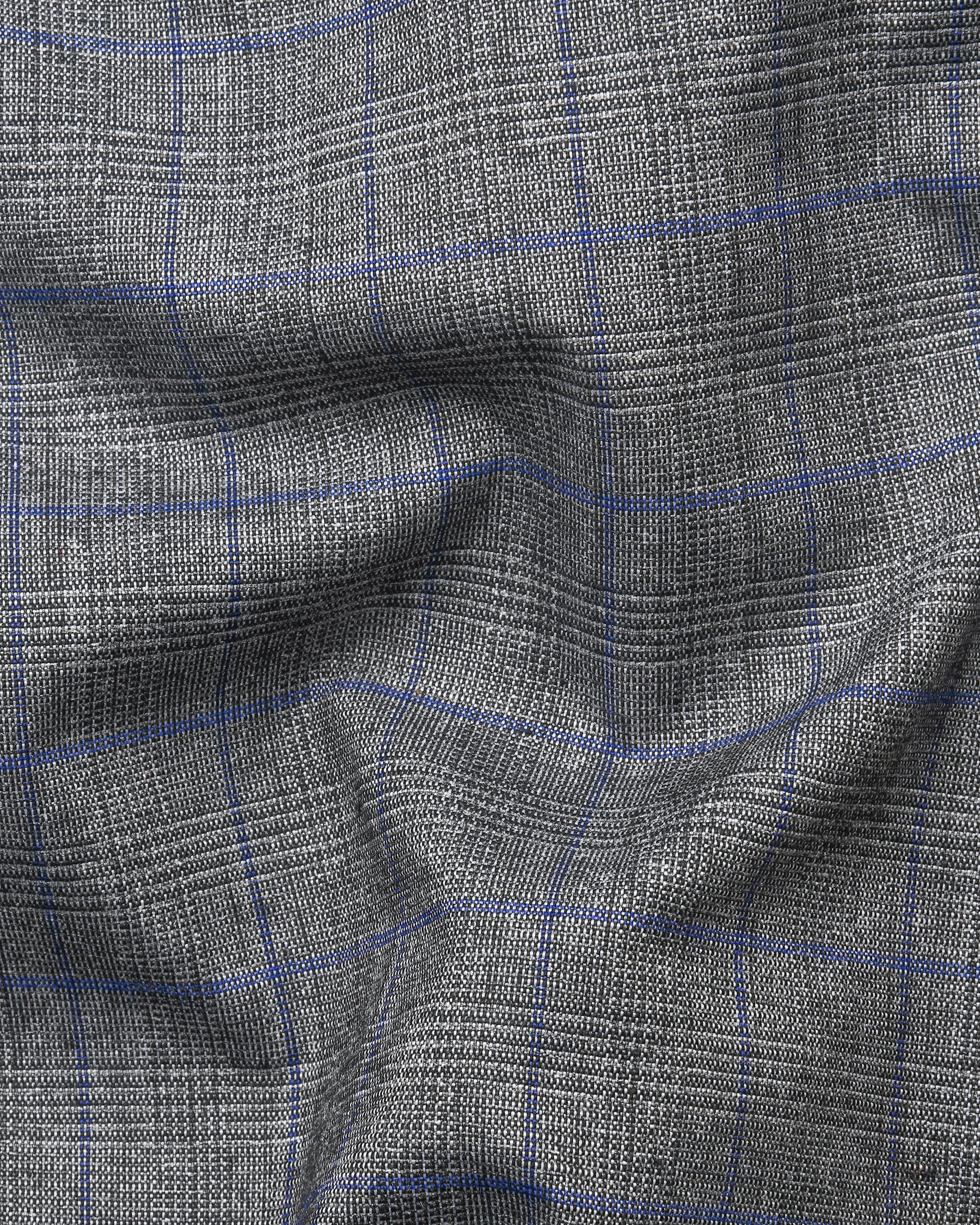 Pewter Grey Plaid and textured Premium Wool Suit