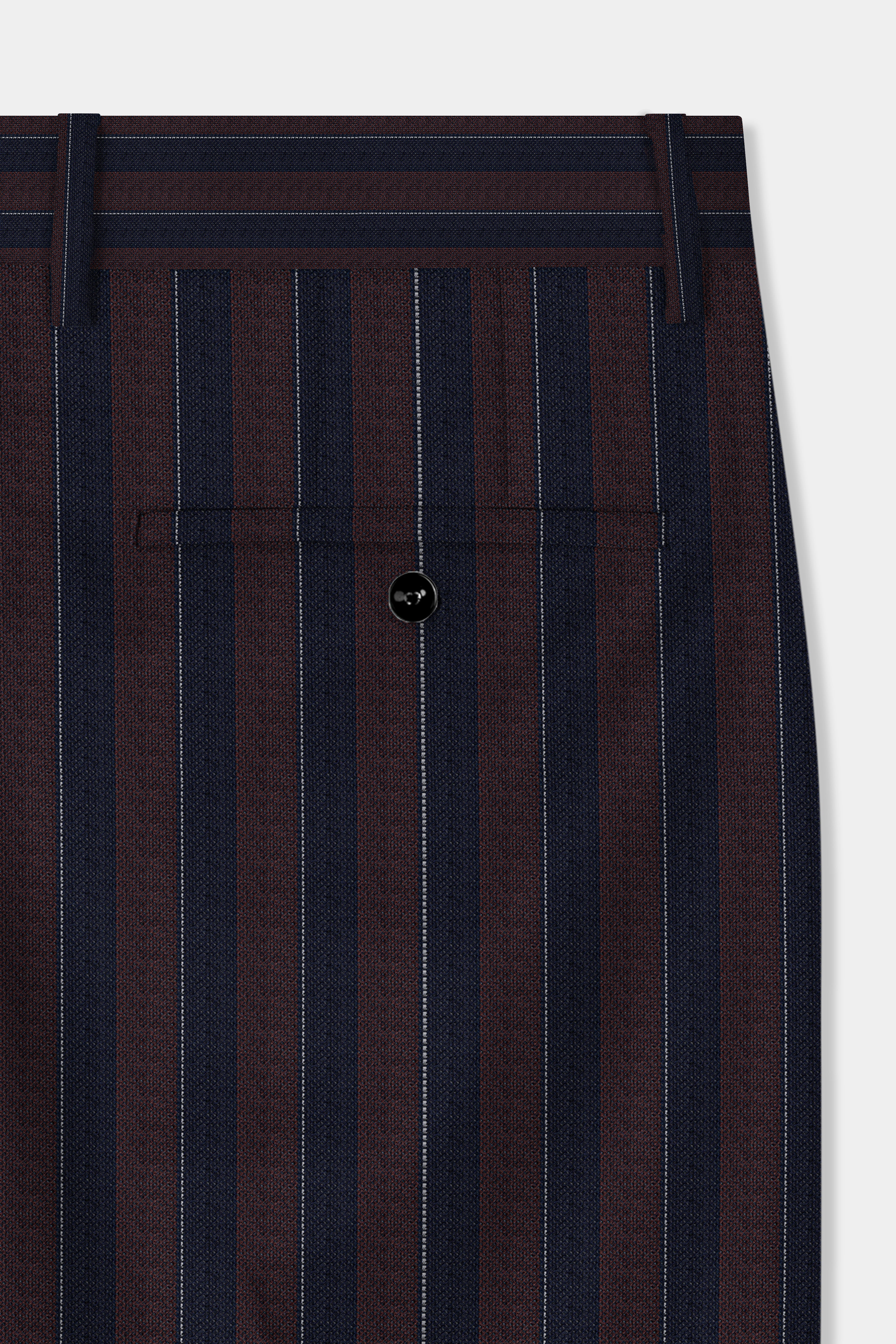 Bistre Brown and Admiral Blue Striped Wool Rich Tuxedo Suit