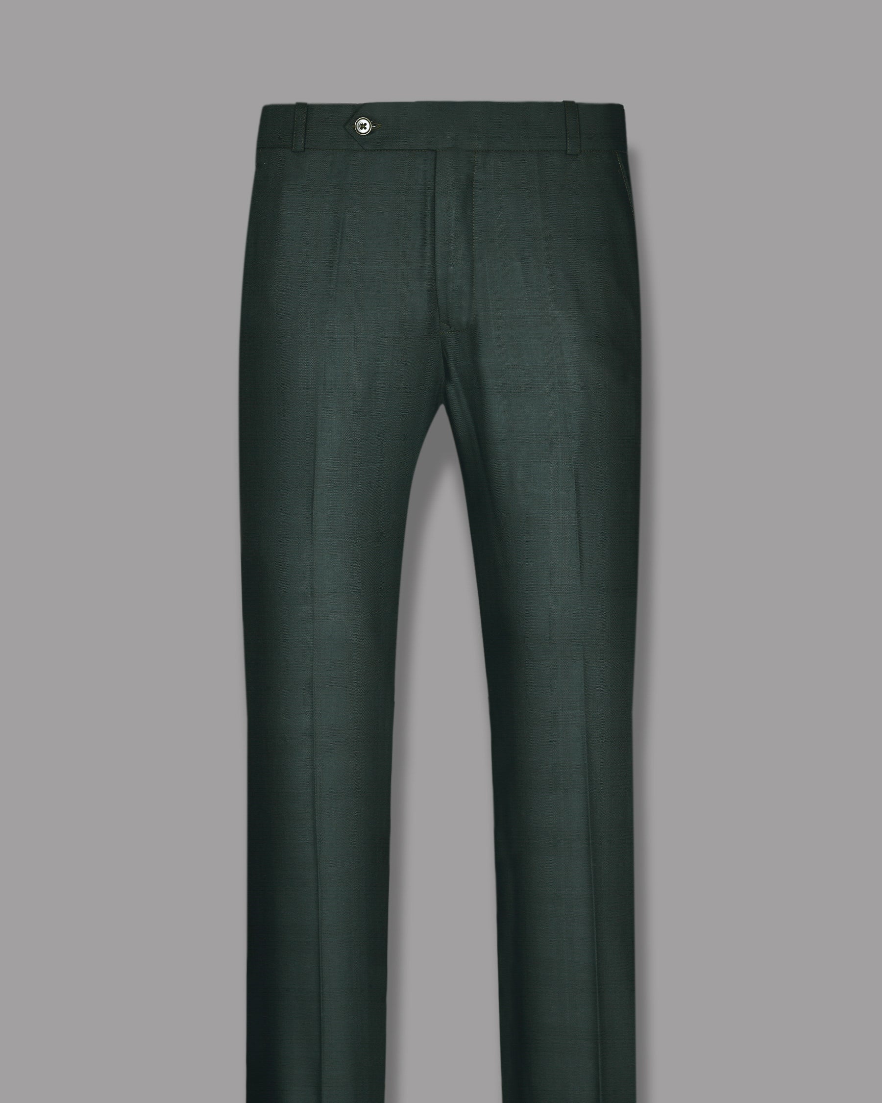 British Racing Green Subtle Windowpane Textured Double Breasted Wool Suit