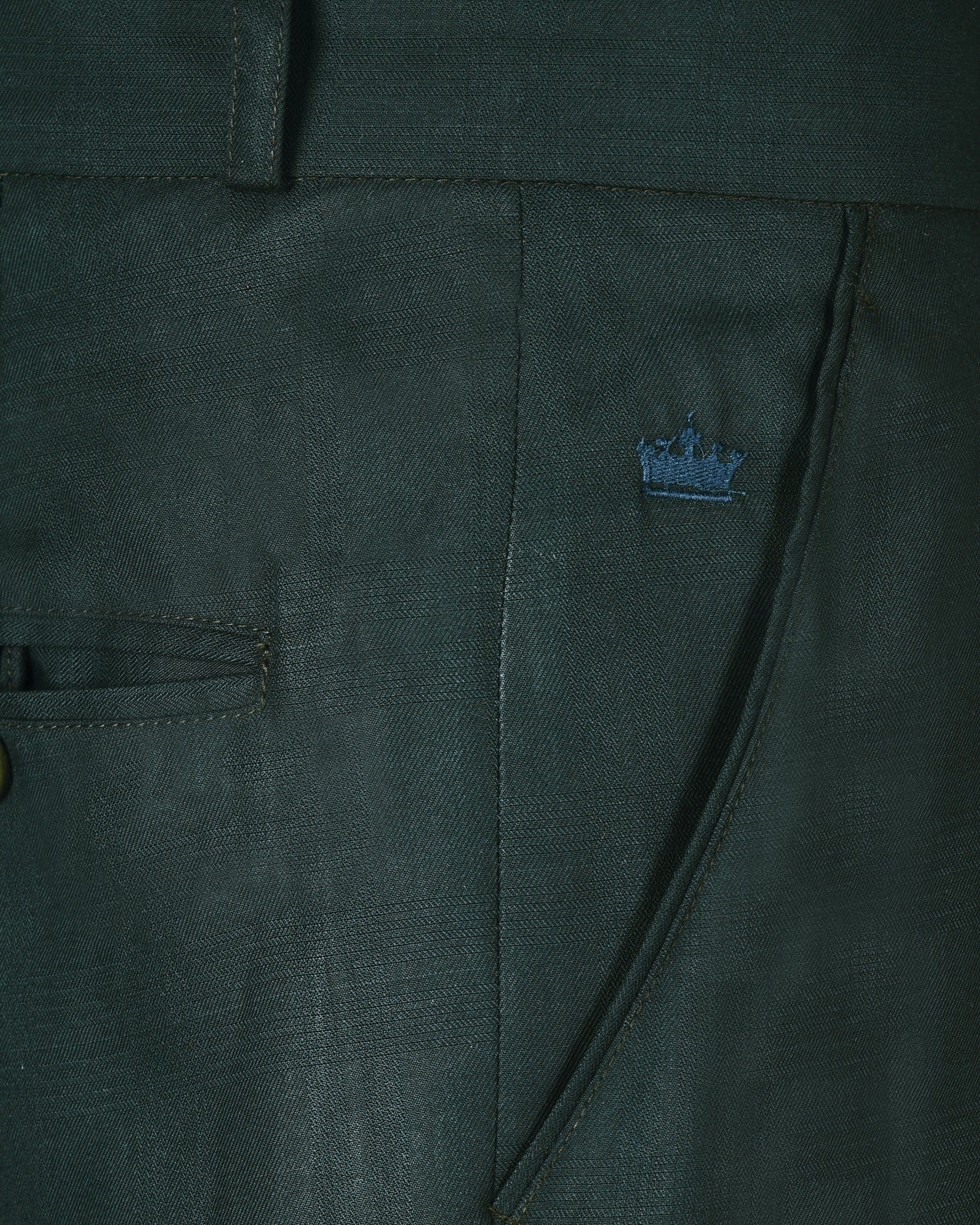 British Racing Green Subtle Windowpane Textured Double Breasted Wool Suit