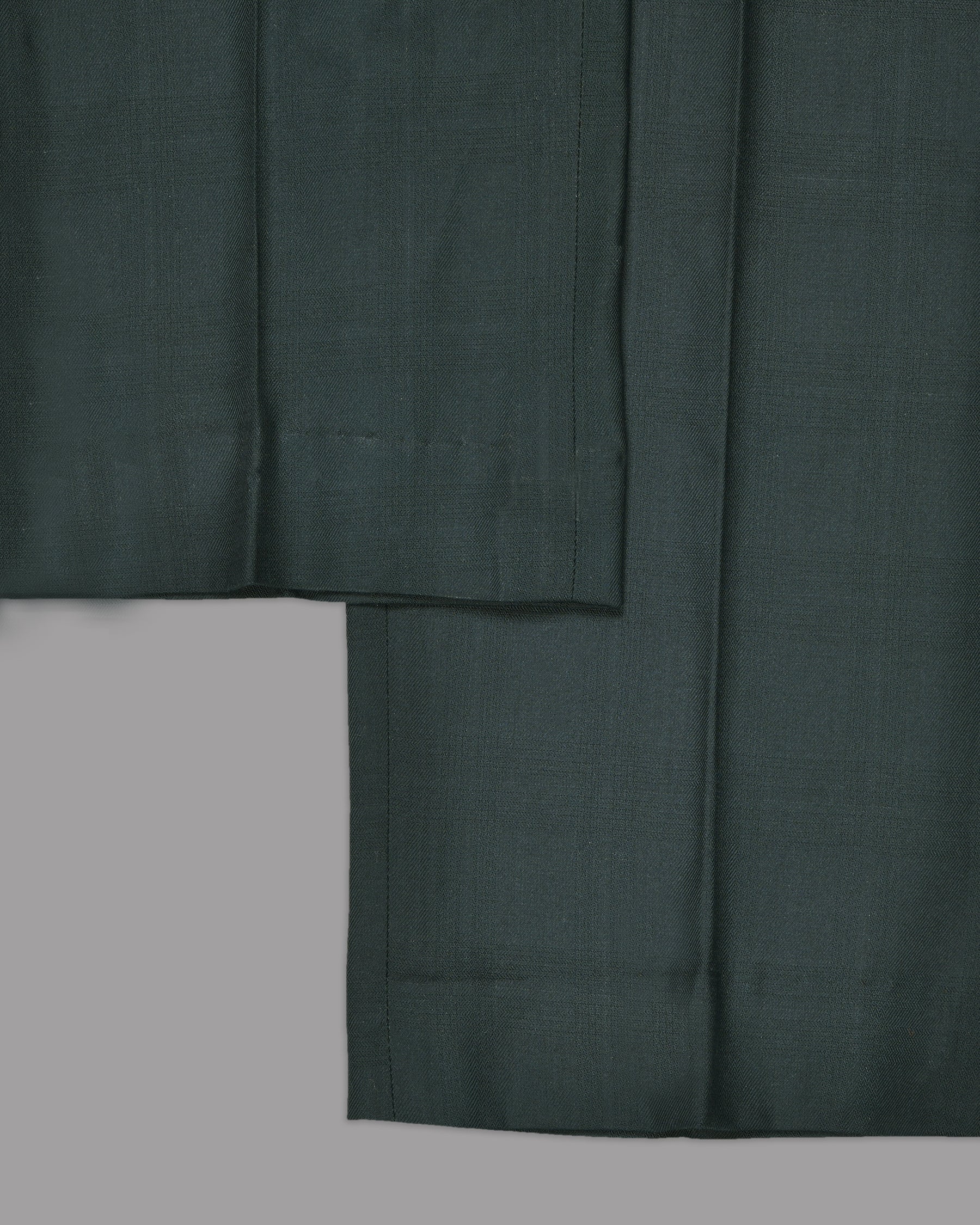 British Racing Green Subtle Windowpane Textured Double Breasted Wool Suit