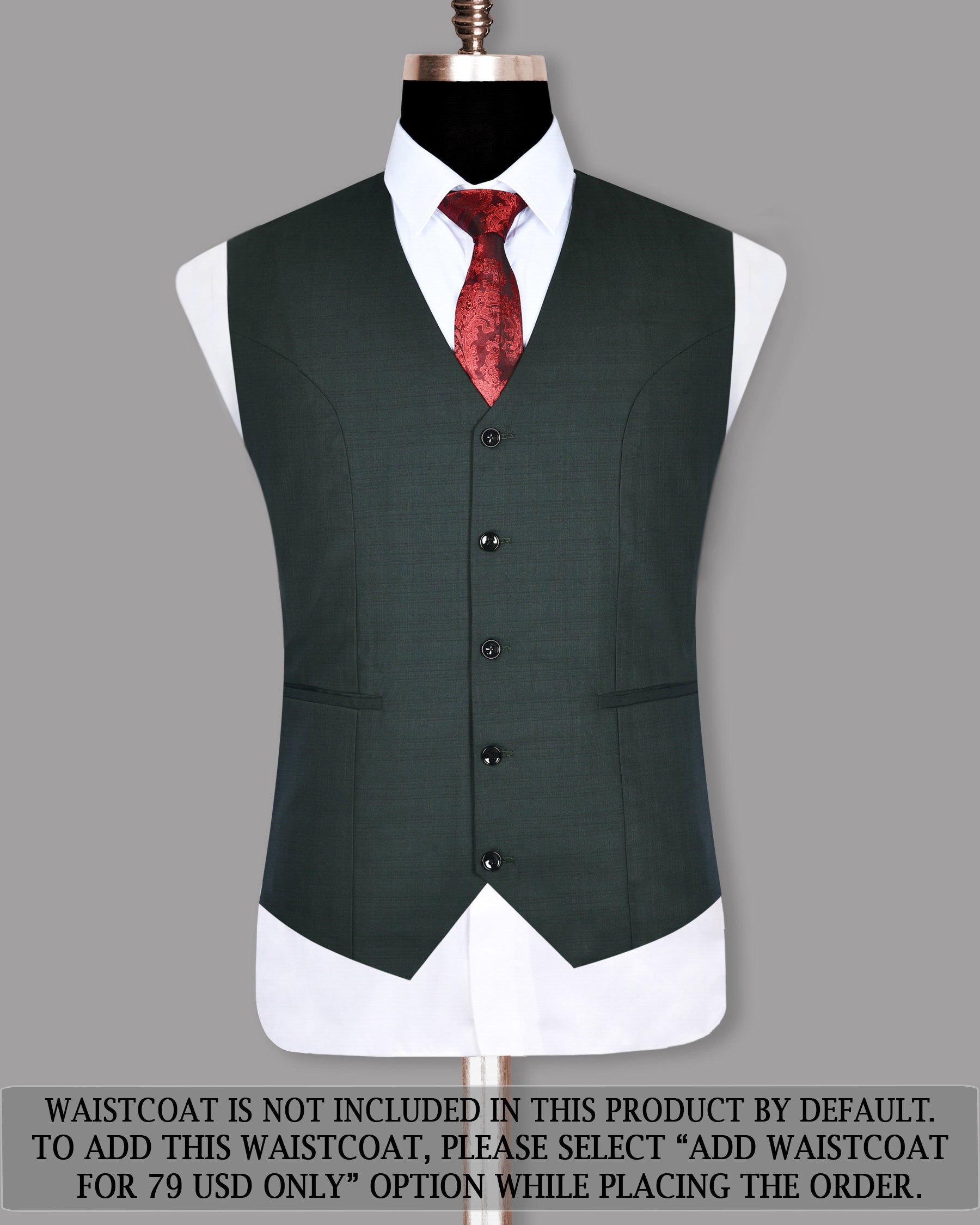 British Racing Green Subtle Windowpane Textured Double Breasted Wool Suit