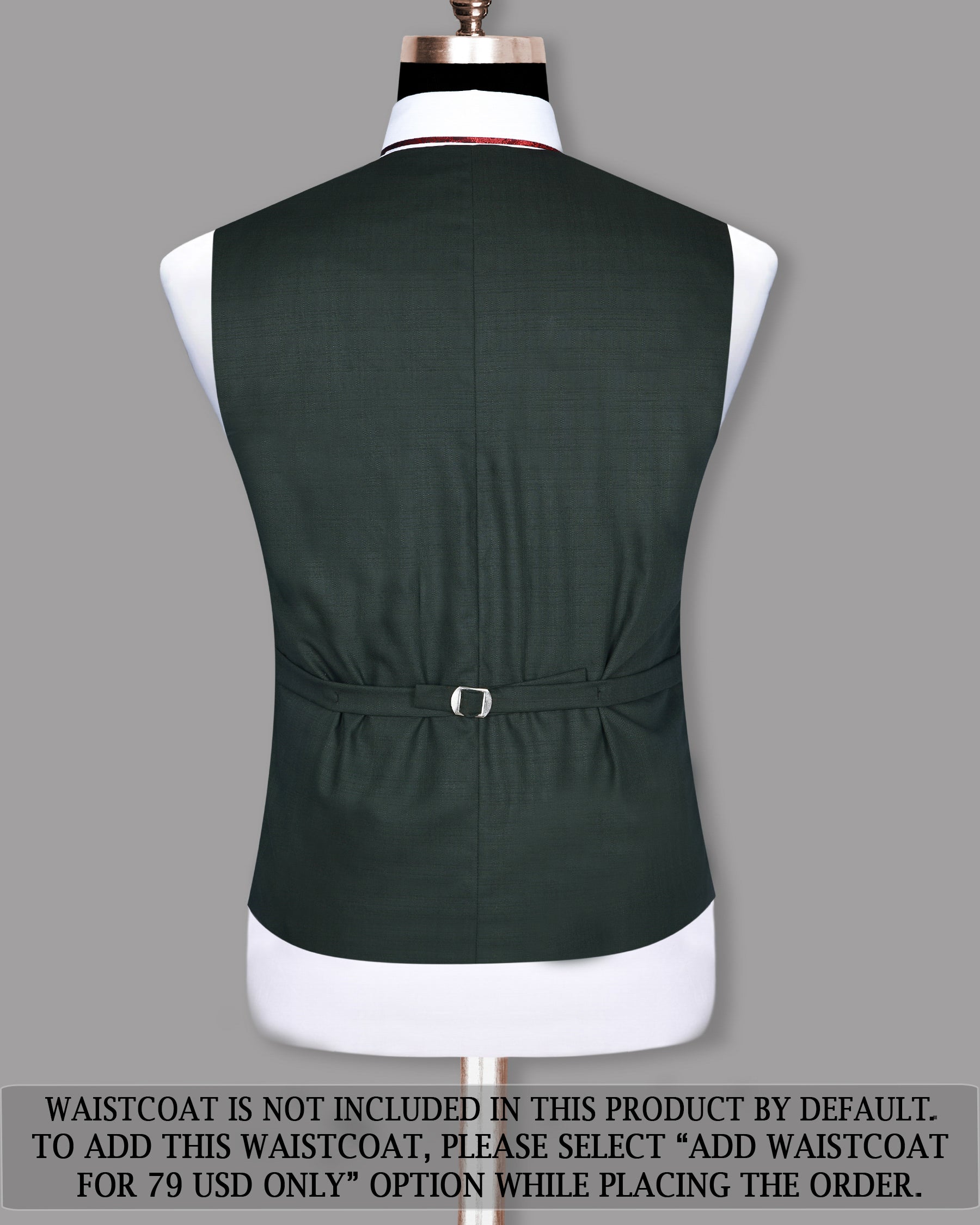 British Racing Green Subtle Windowpane Textured Double Breasted Wool Suit