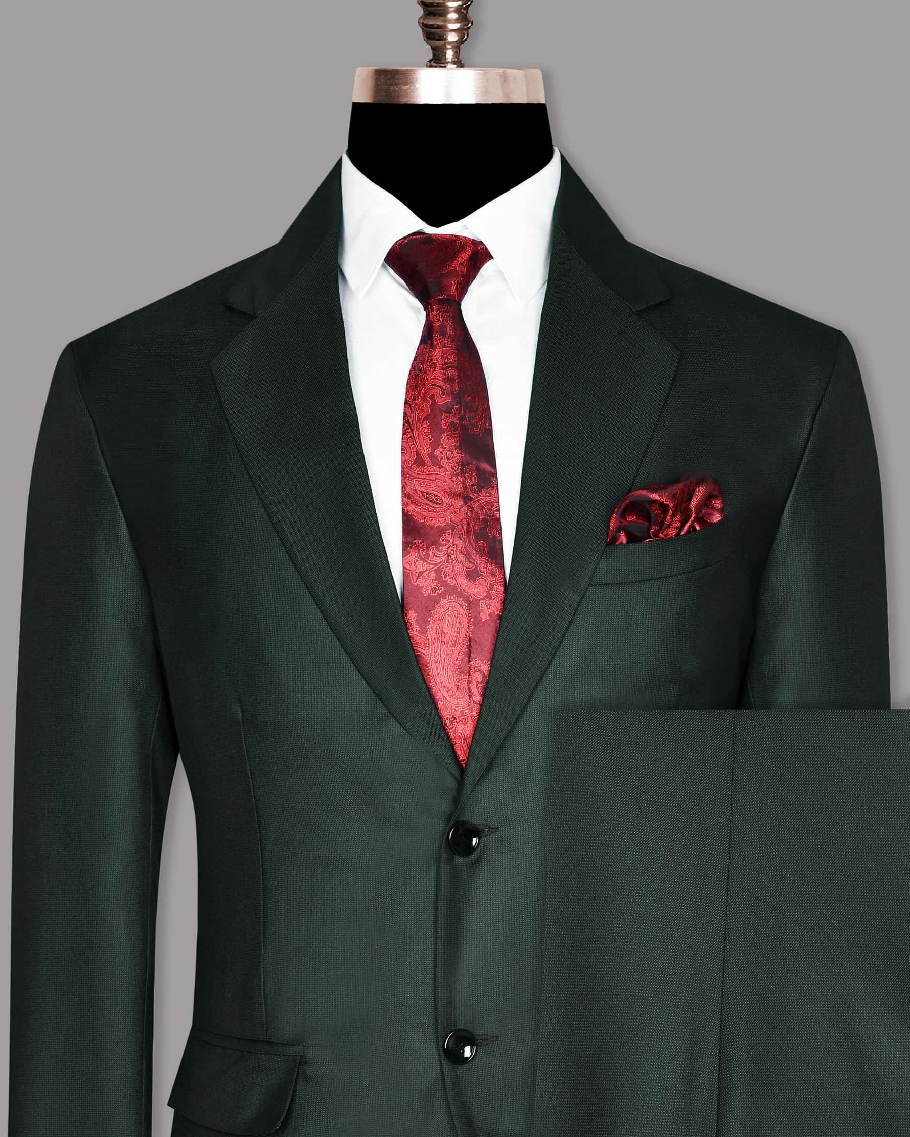 Emerald Green Micro Dotted Wool Blend Suit