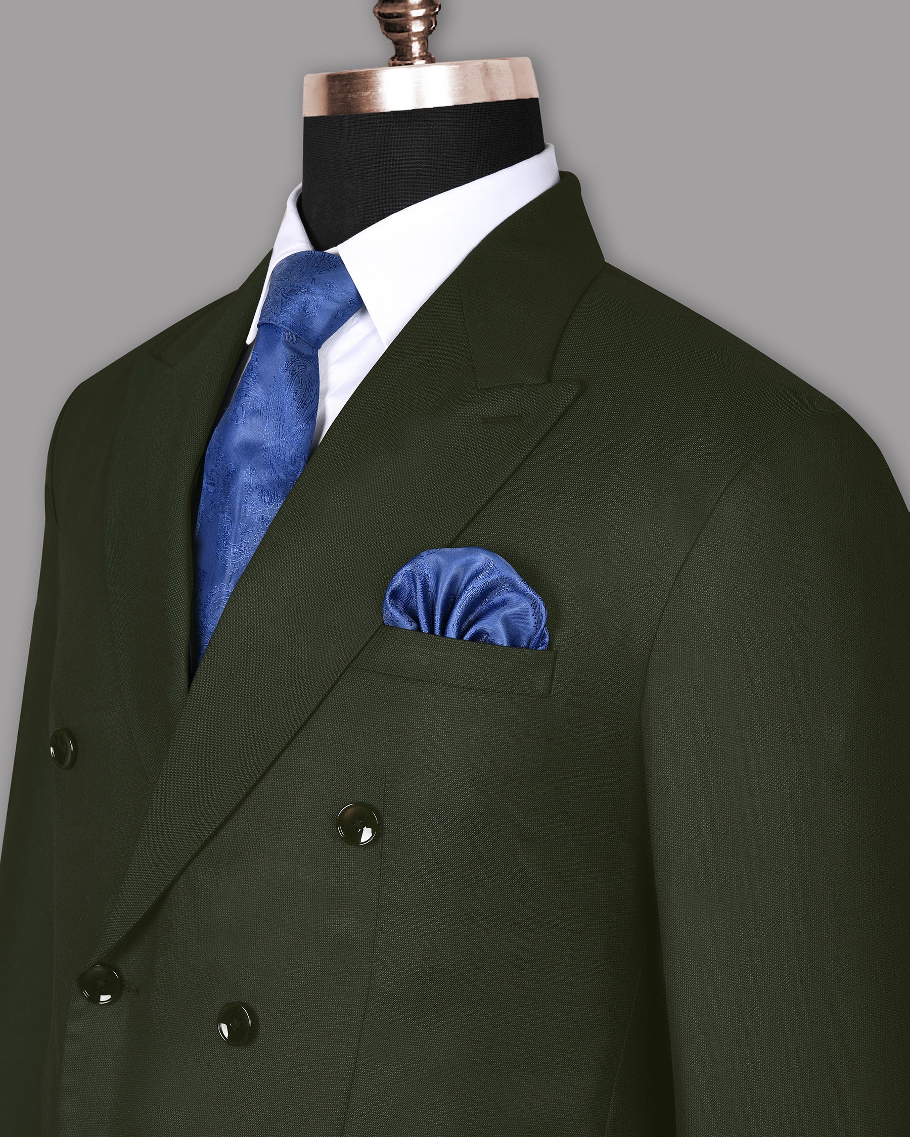 Pine Green Wool Blend Double Breasted Suit