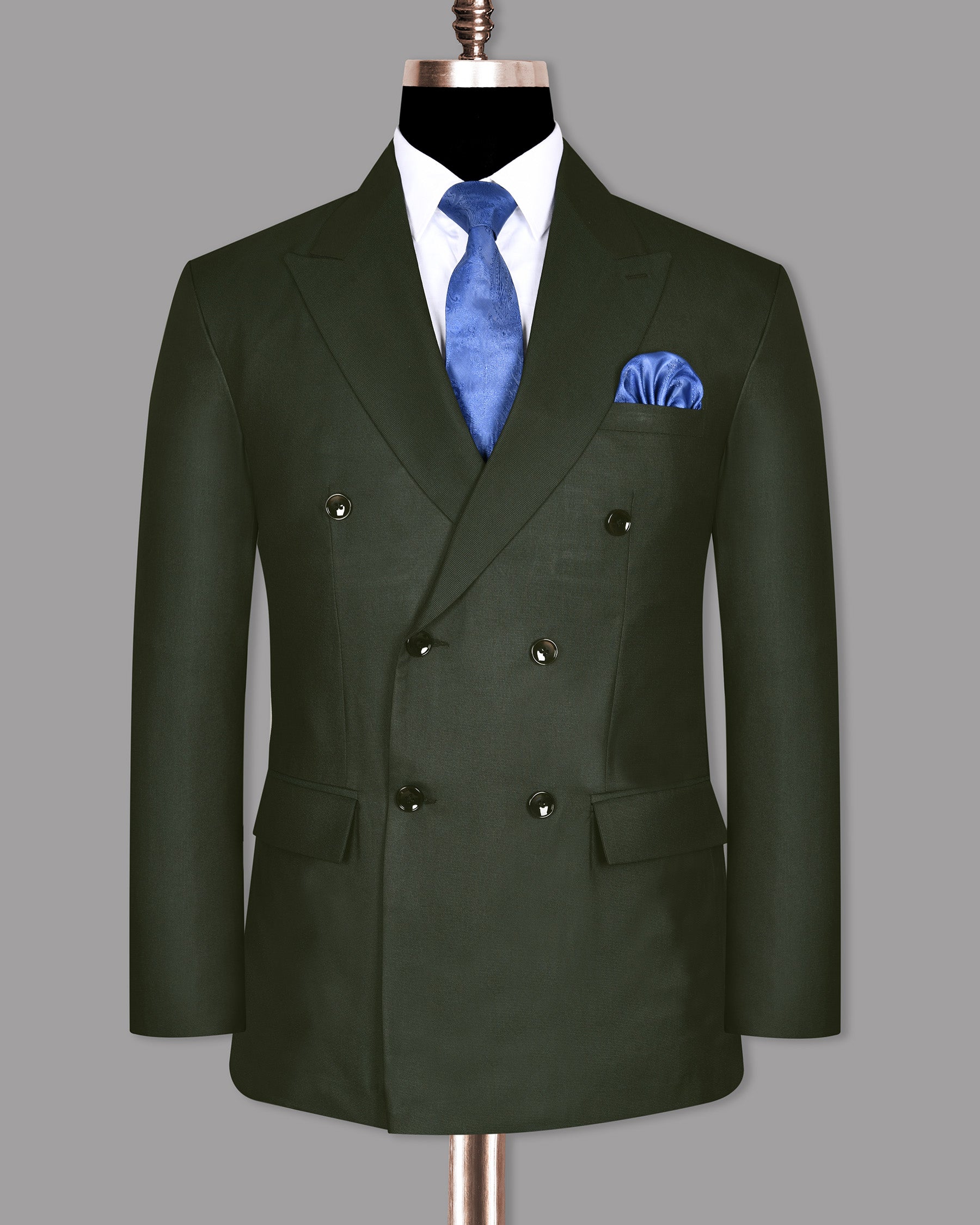 Pine Green Wool Blend Double Breasted Suit