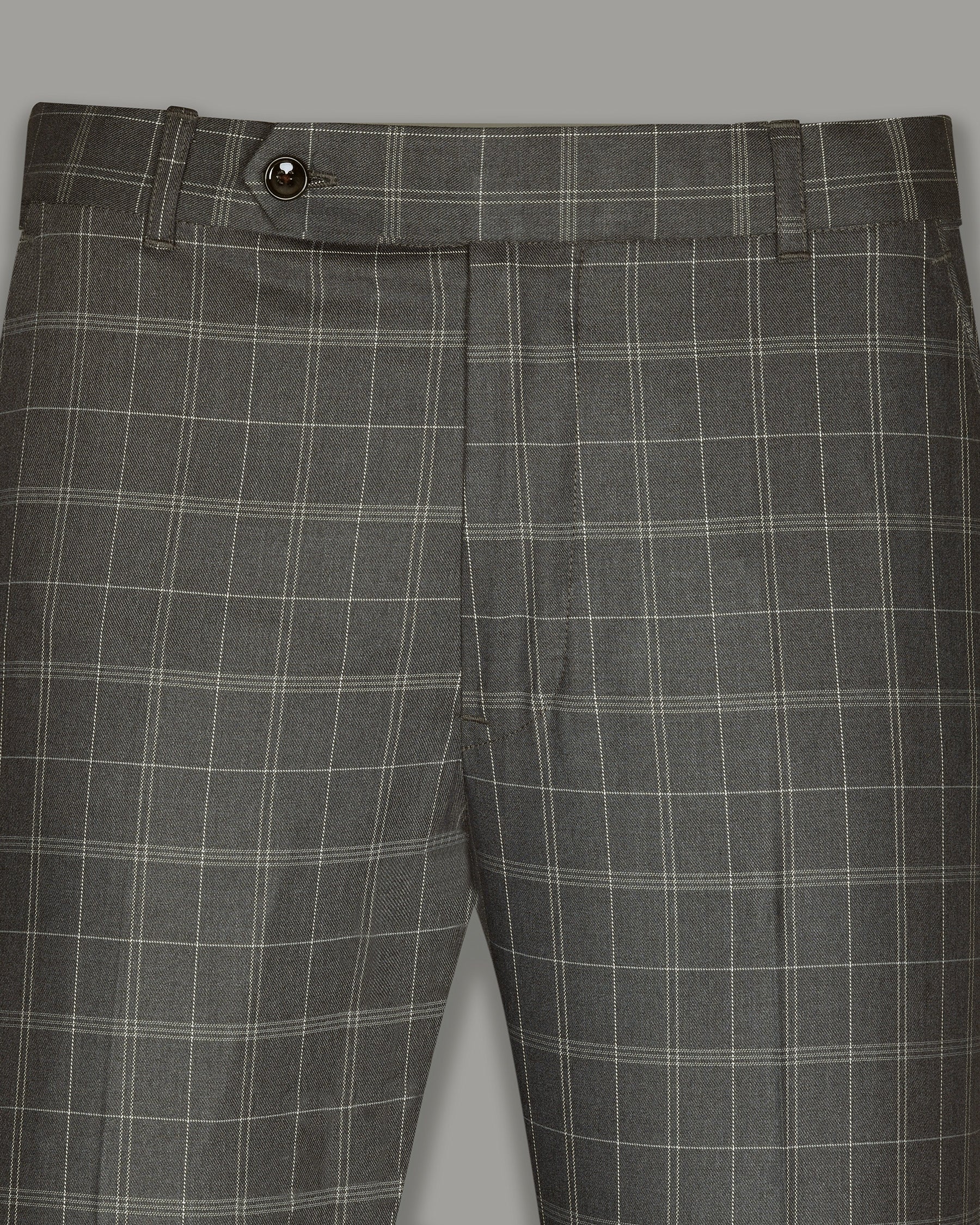 Trout Grey Windowpane Pure Wool Double Breasted Suit