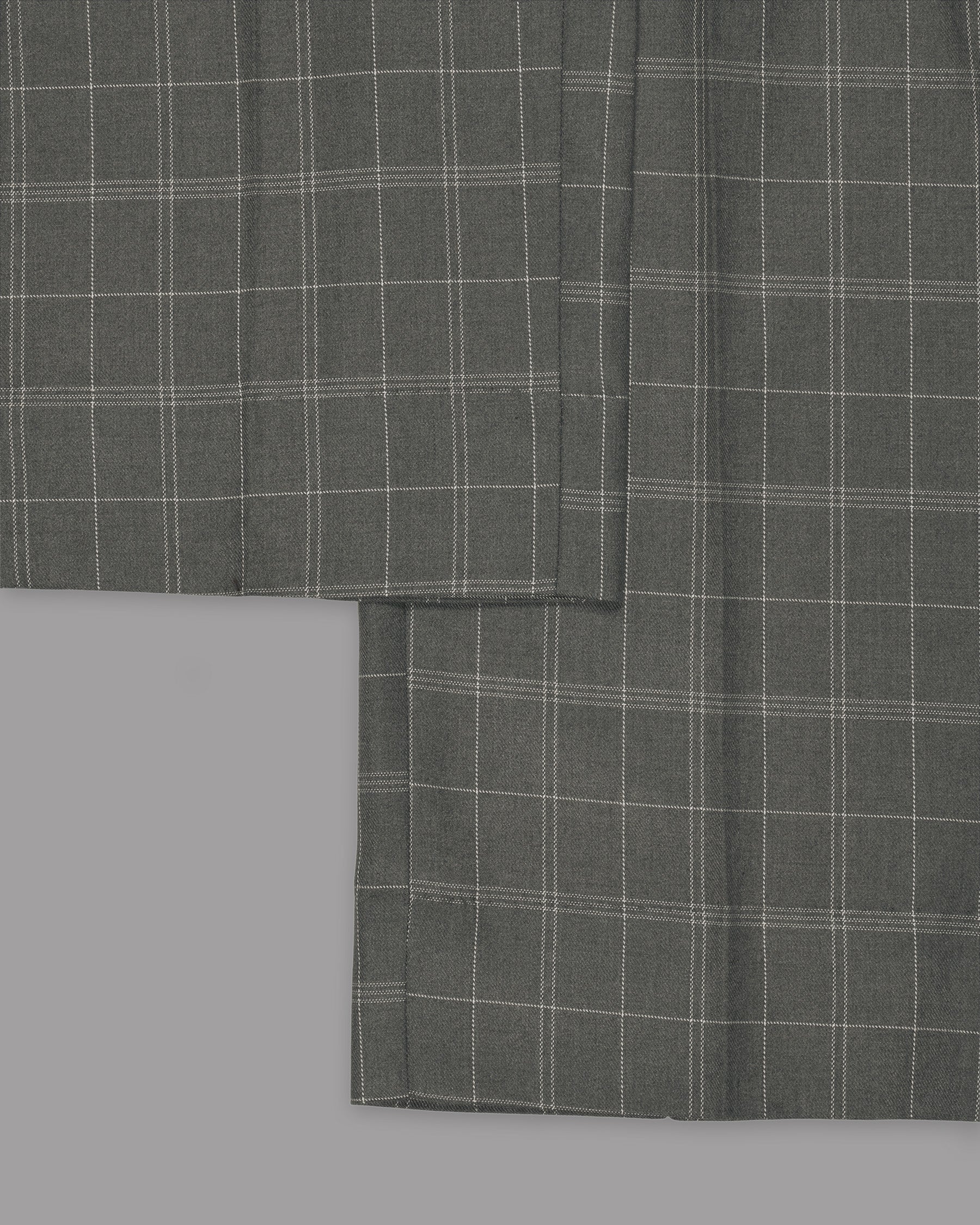 Trout Grey Windowpane Pure Wool Double Breasted Suit