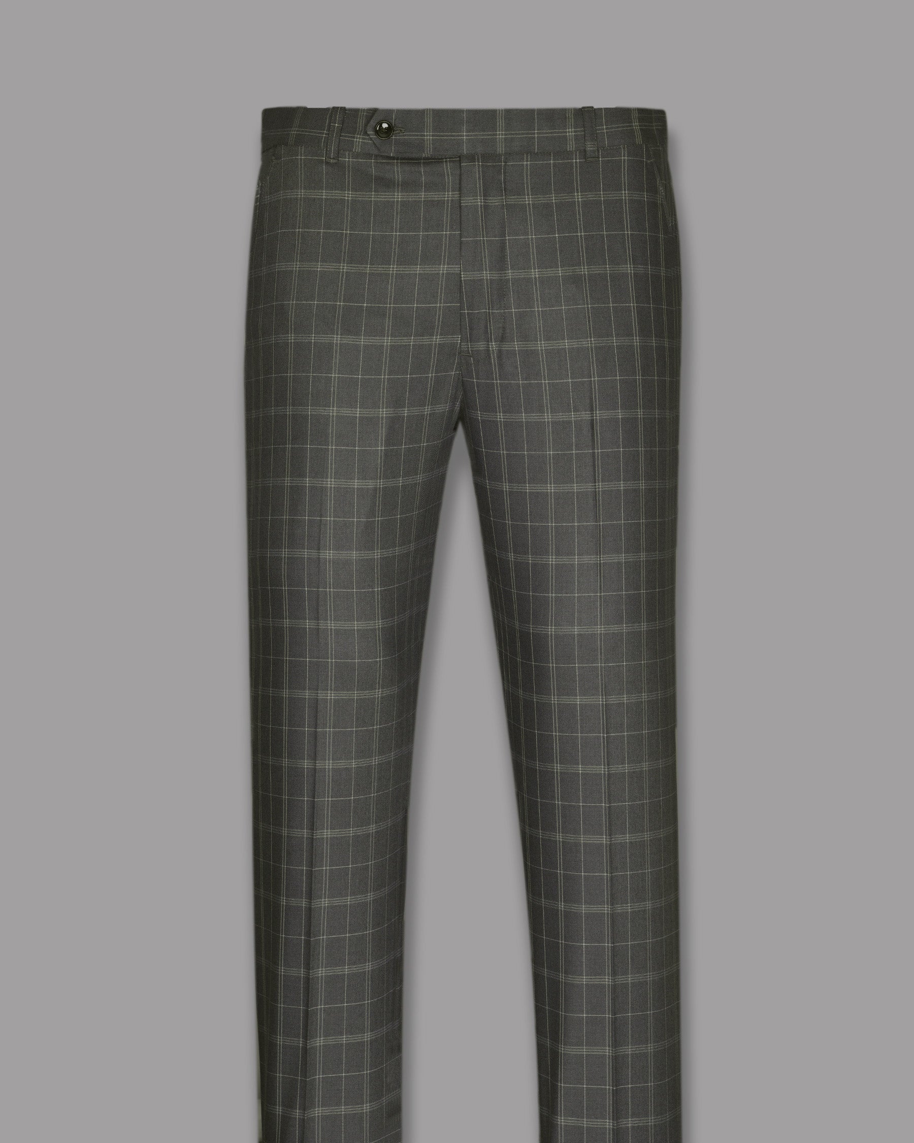 Trout Grey Windowpane Pure Wool Double Breasted Suit