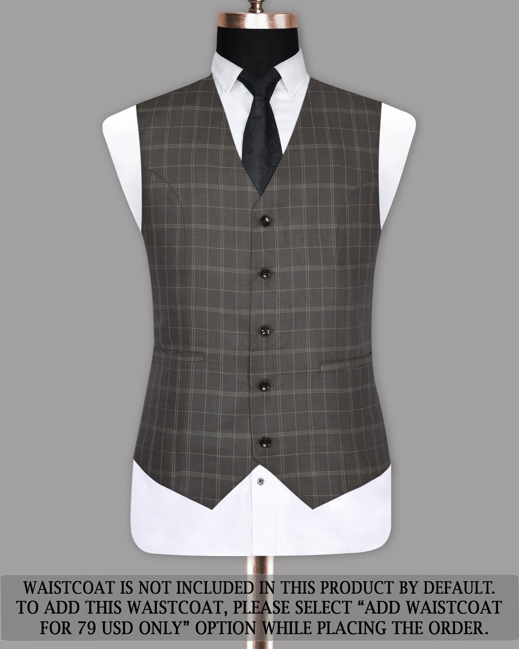 Trout Grey Windowpane Pure Wool Double Breasted Suit