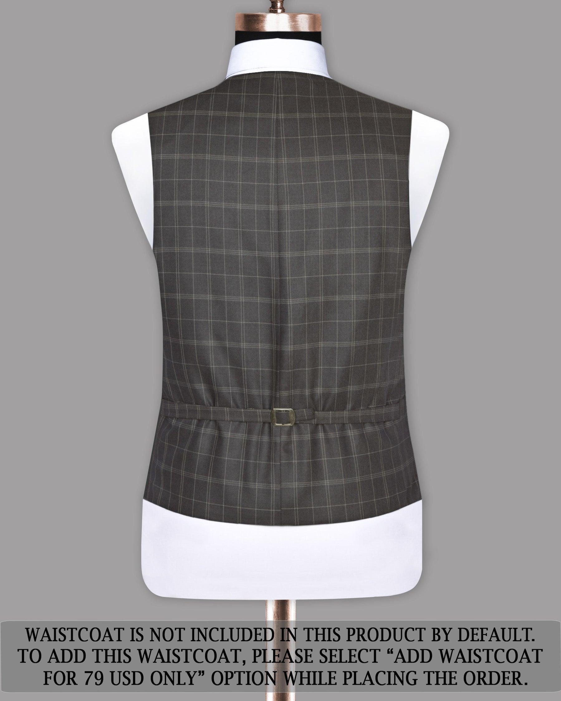 Trout Grey Windowpane Pure Wool Double Breasted Suit