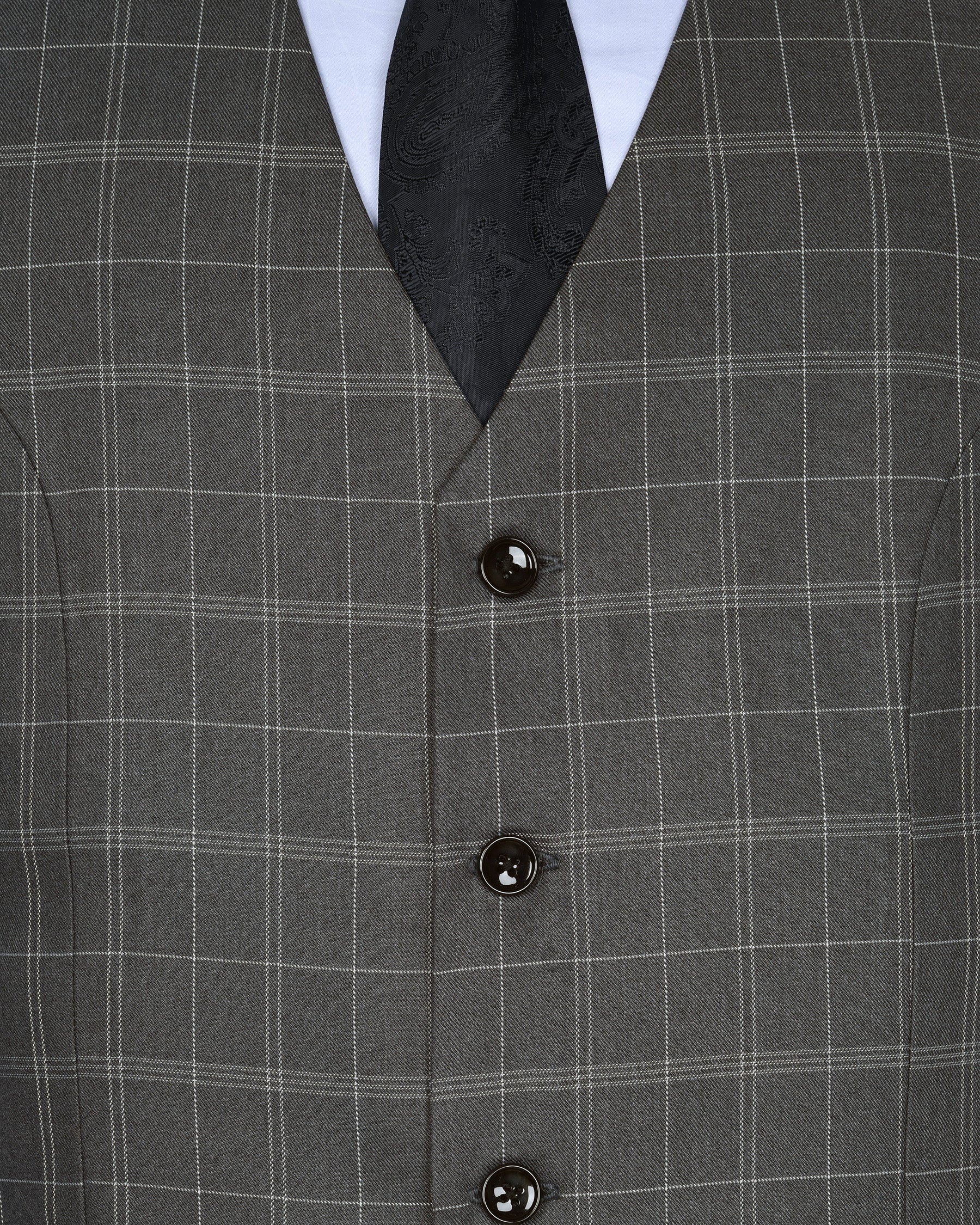 Trout Grey Windowpane Pure Wool Double Breasted Suit