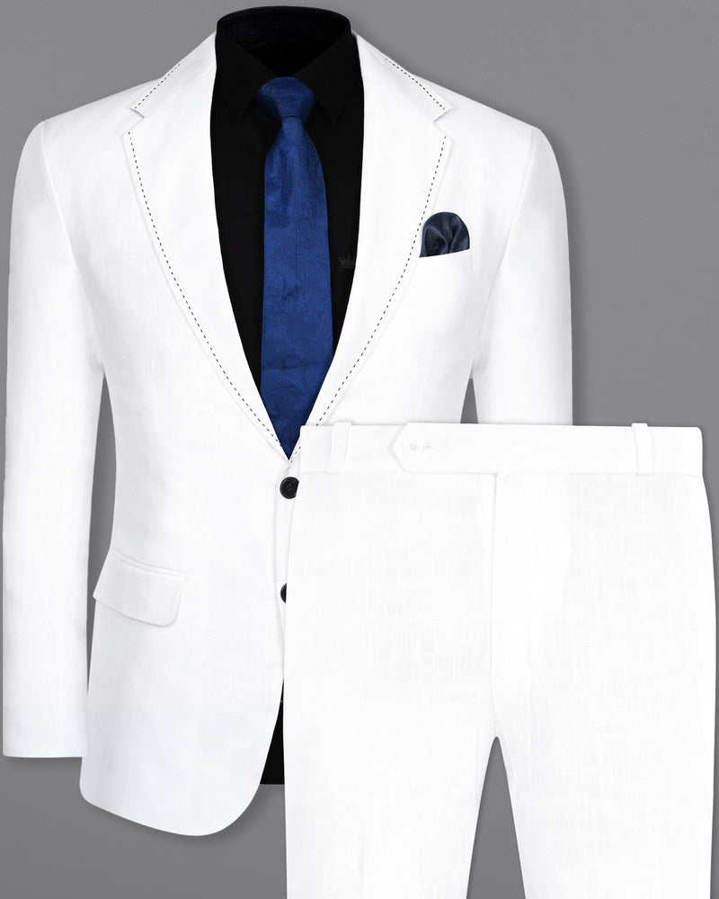 Bright White Luxurious Linen Designer Suit