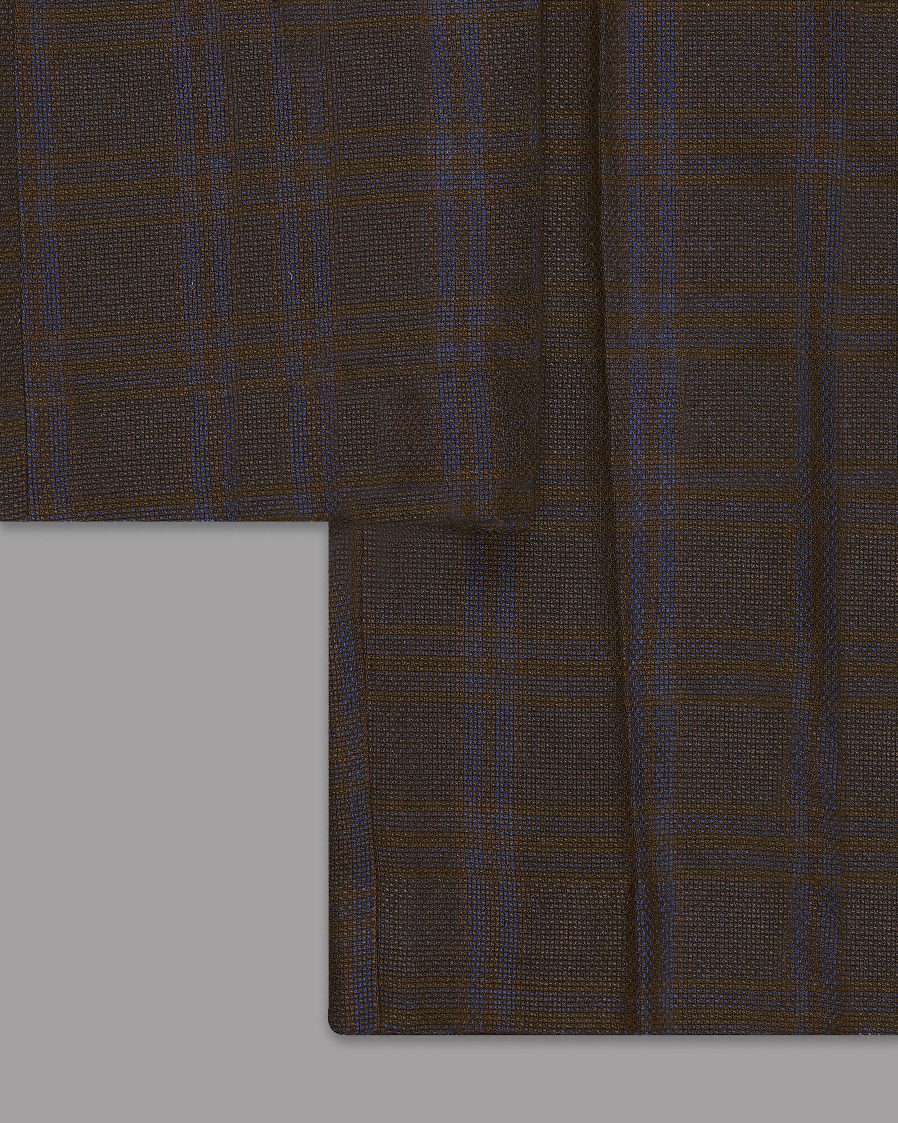 Chocolate Brown subtle windowpane Dobby Wool Double Breasted Tweed Suit